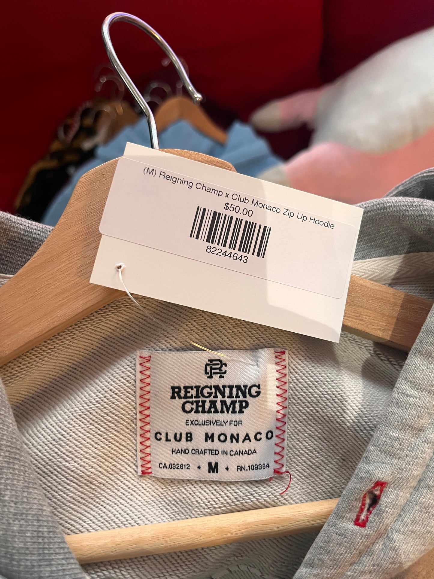 (M) Reigning Champ x Club Monaco Zip Up Hoodie