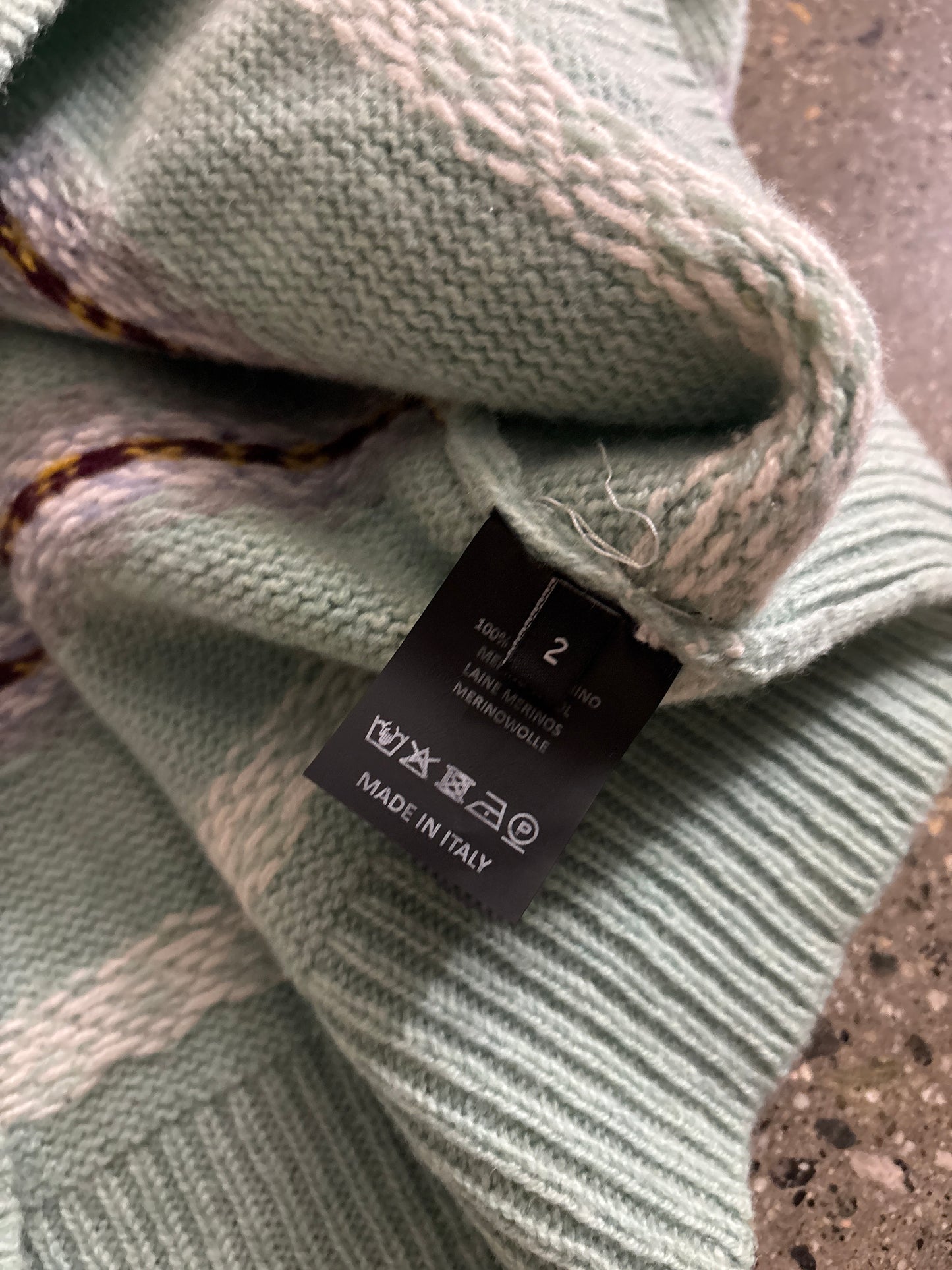(L/XL) Raf Simons Fair Isle Jaquard V neck Knit SS22