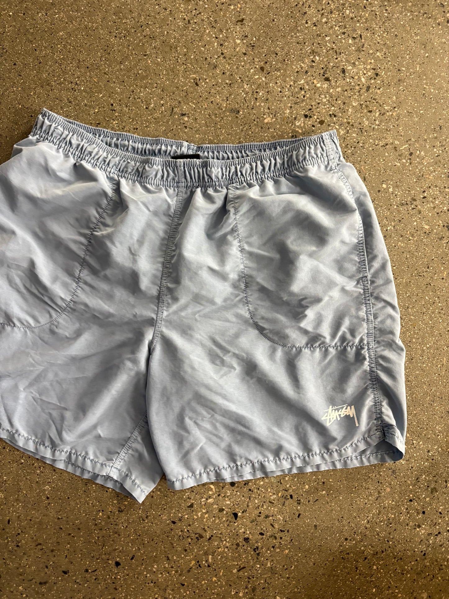 (L) Stussy Ripstop Script Baby Blue Shorts
