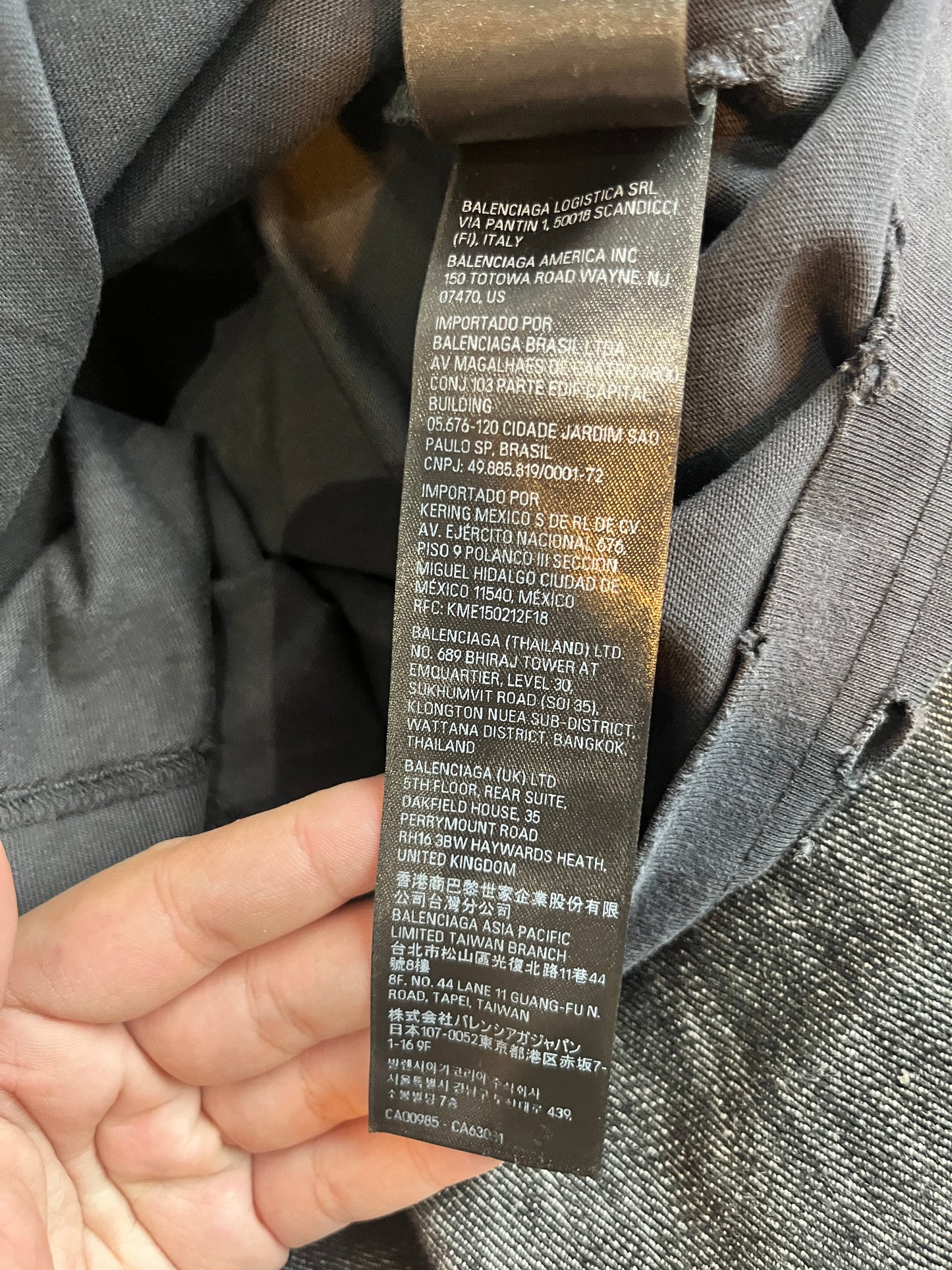 (L) Balenciaga Rhinestone Pre Distressed Tee