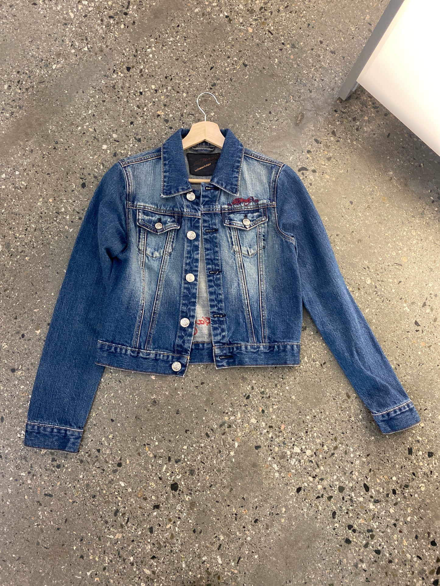 (Womens XXS/XS) Ed hardy cropped denim jkt