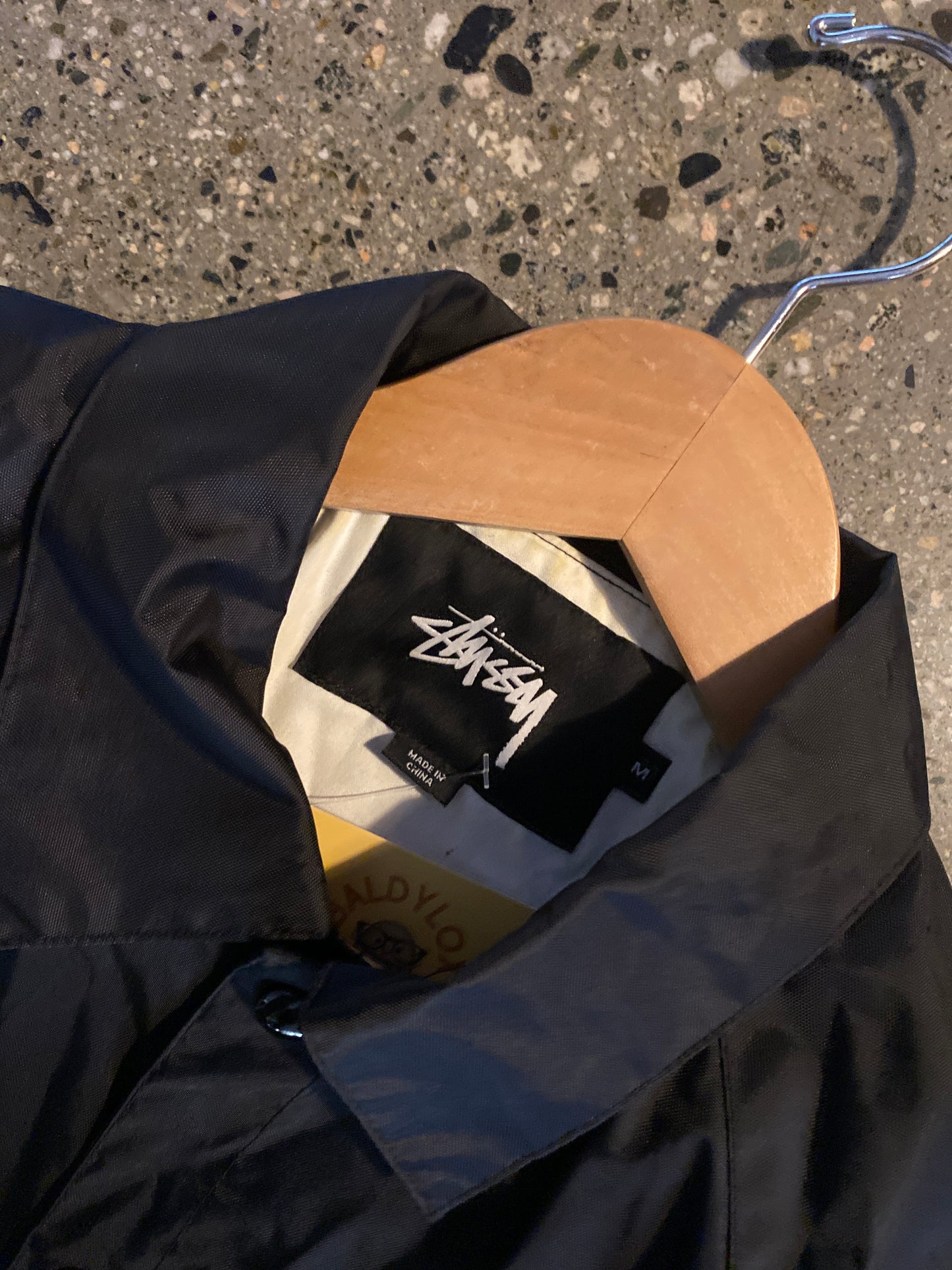 (M) Stussy Black Snap Button Cropped Coach Jacket S/S