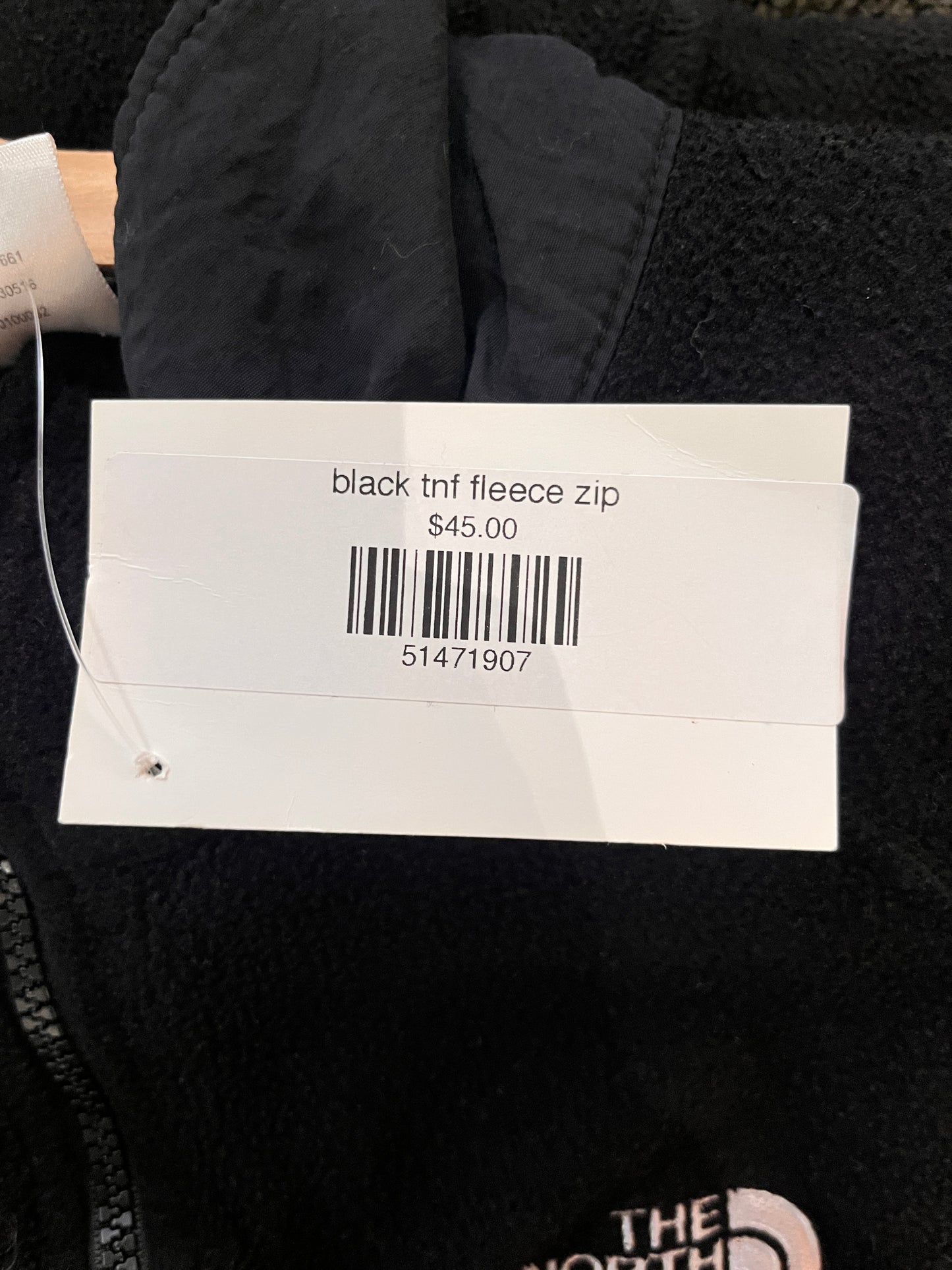 (L) black tnf fleece zip