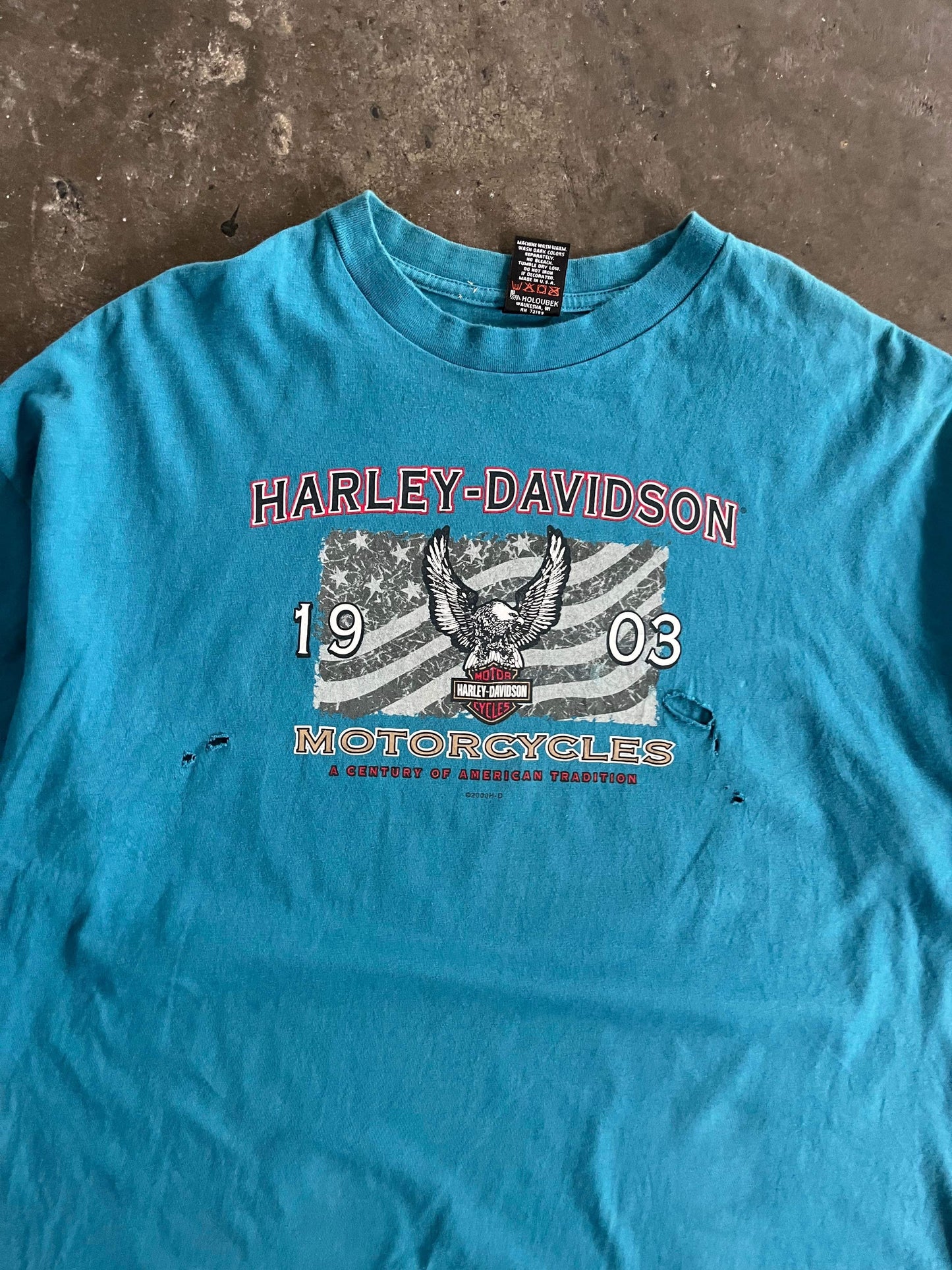 ~ (3X) Distressed 2000 Naples Harley Davidson Tee
