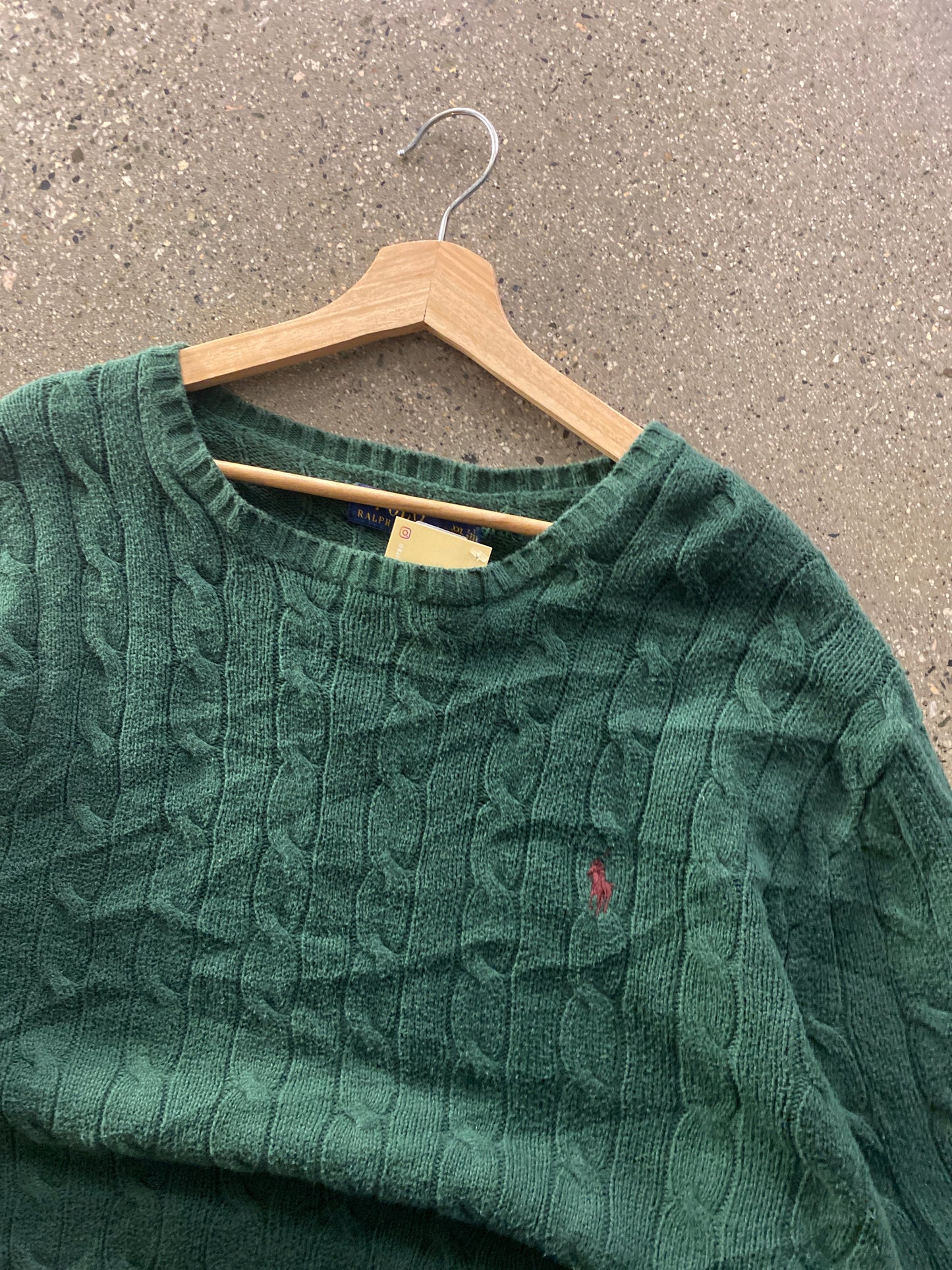 (XL/2X) Polo Green Cable Knit
