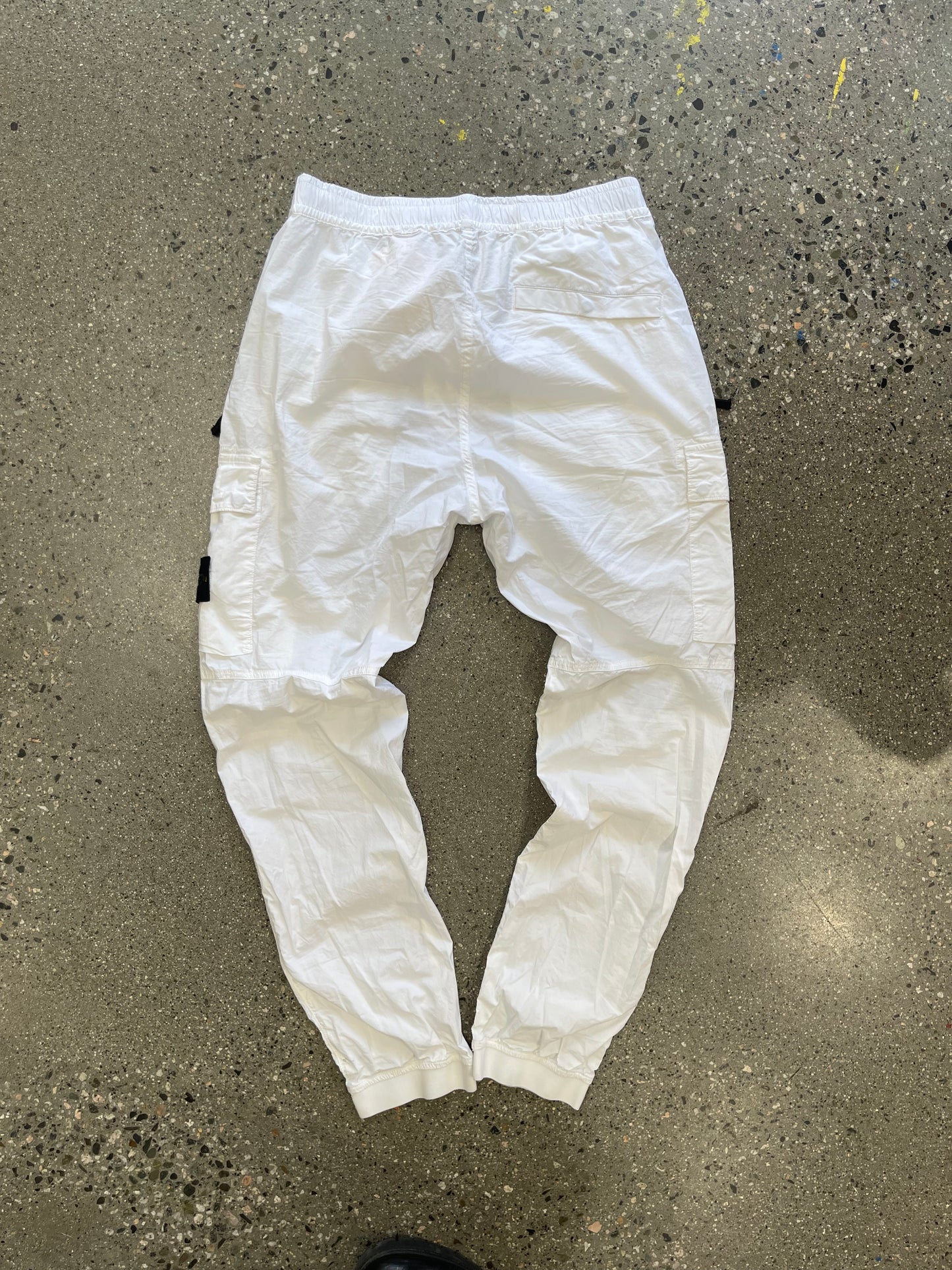 (31”) Stone Island White Nylon Pants