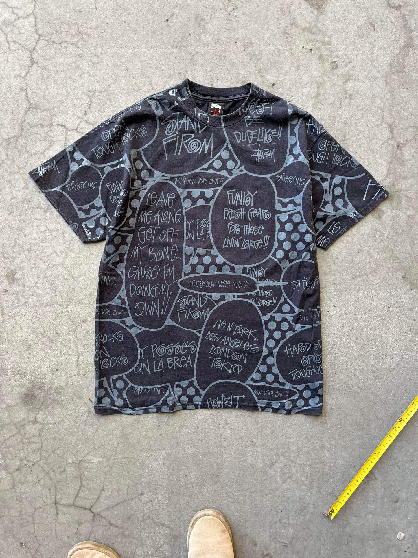 ~ (L/XL) Early 2000’s Stussy Comic AOP Tee