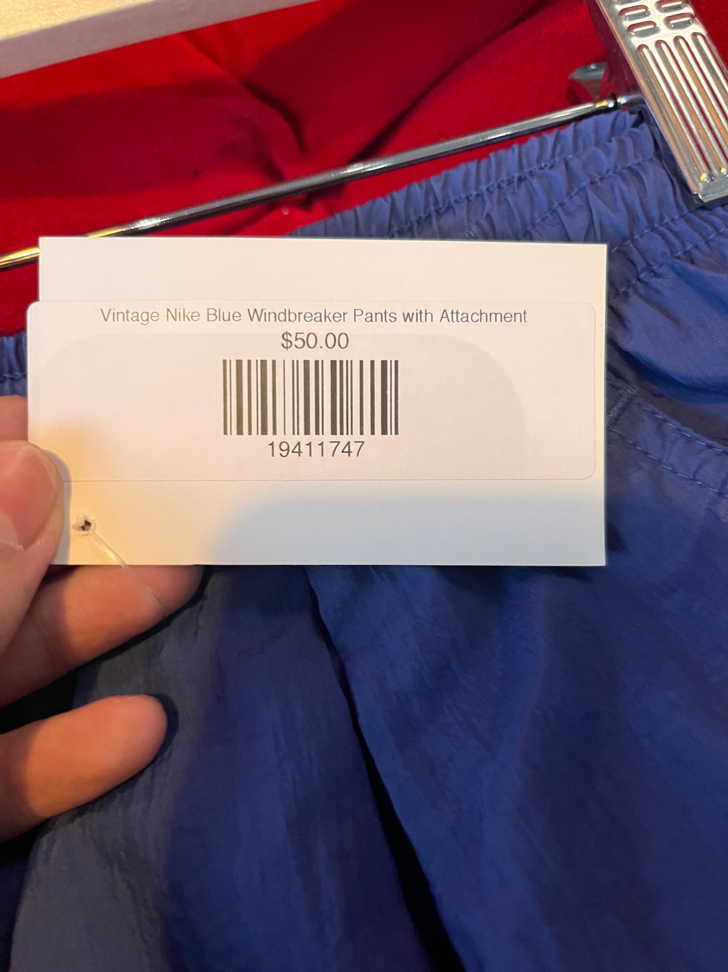 (M) Vintage Nike Blue Windbreaker Pants with Attachment