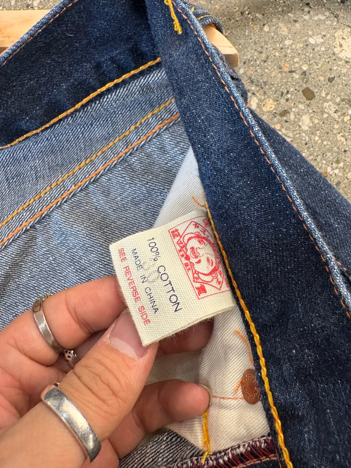 (28”) 90s Evisu Japanese Daicock Raw Denim Jorts