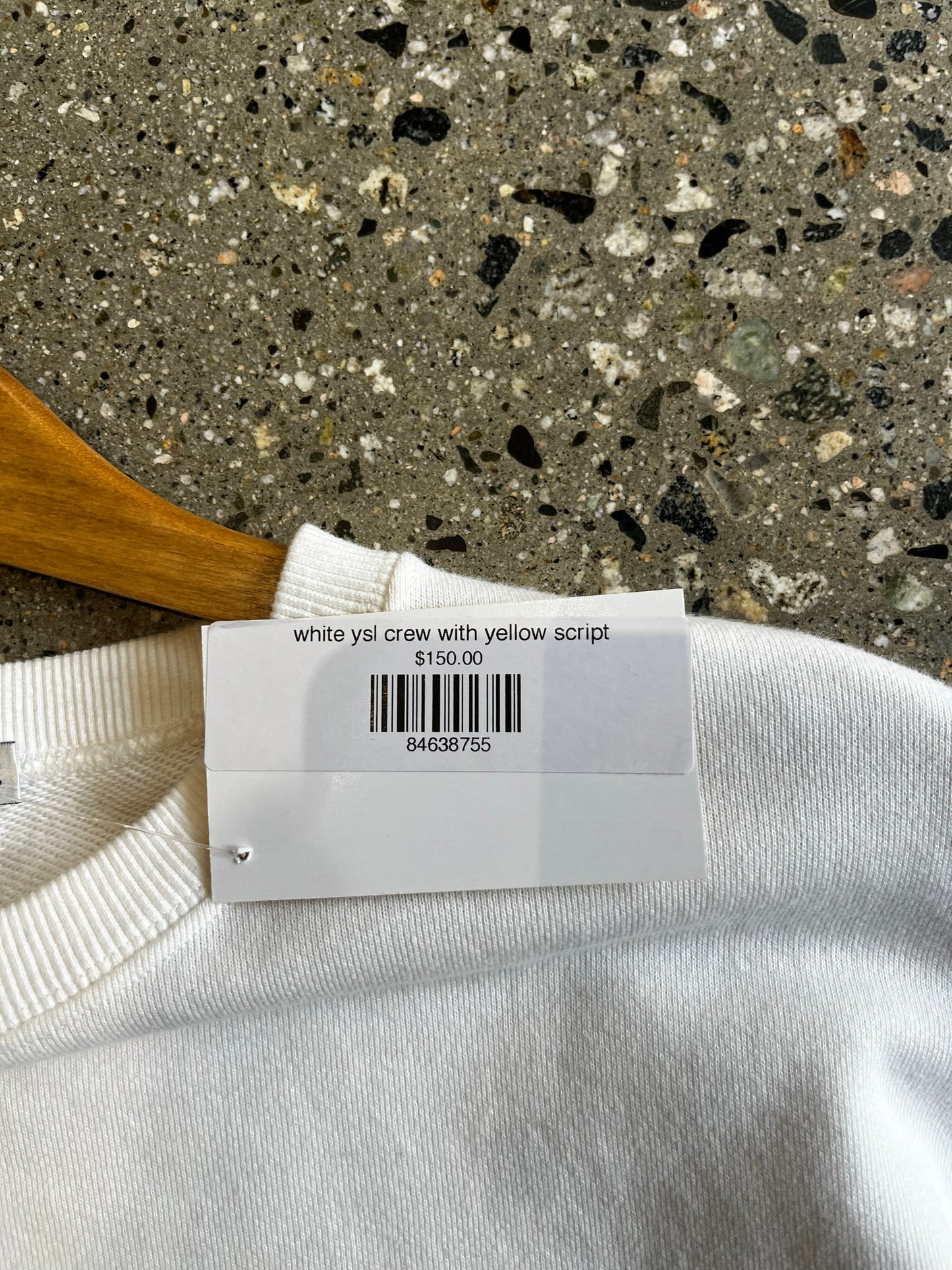 (Small) 90s vintage white YSL crew with yellow script