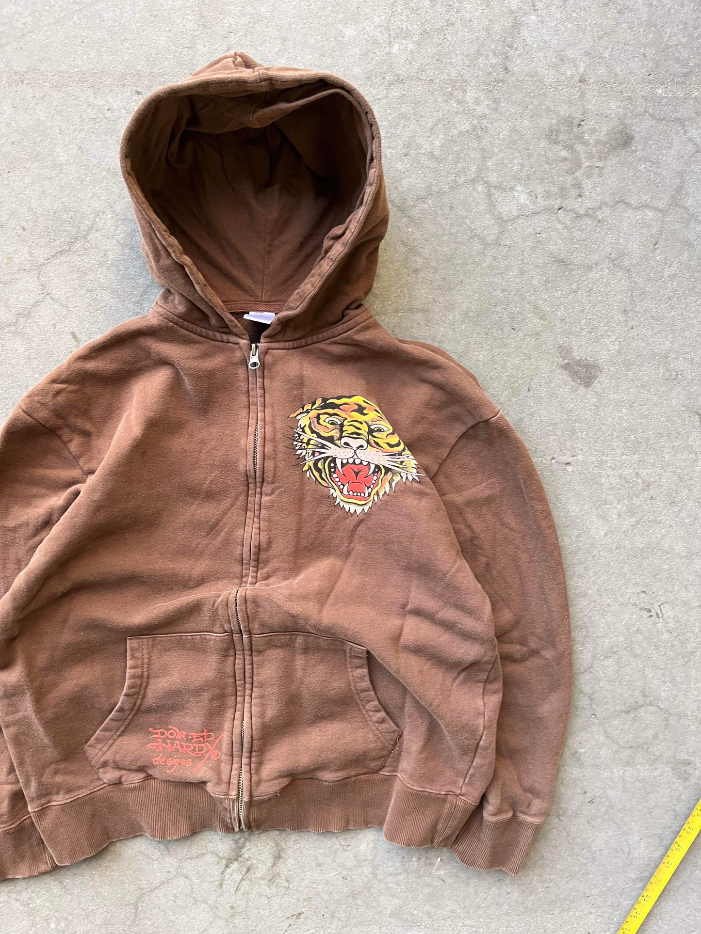 (M/L) Brown Ed Hardy Zip Up Hoodie