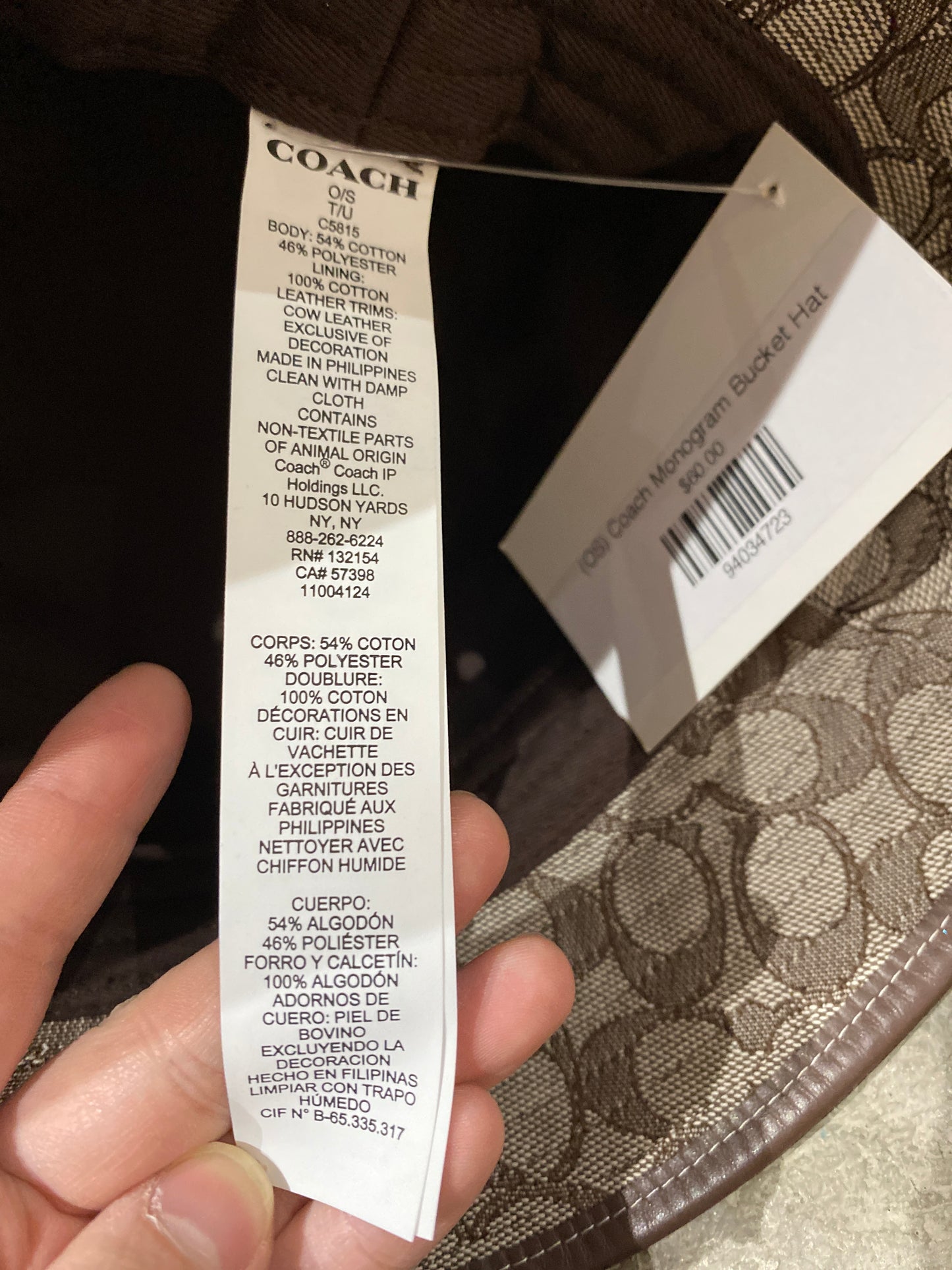 (OS) Coach Monogram Bucket Hat