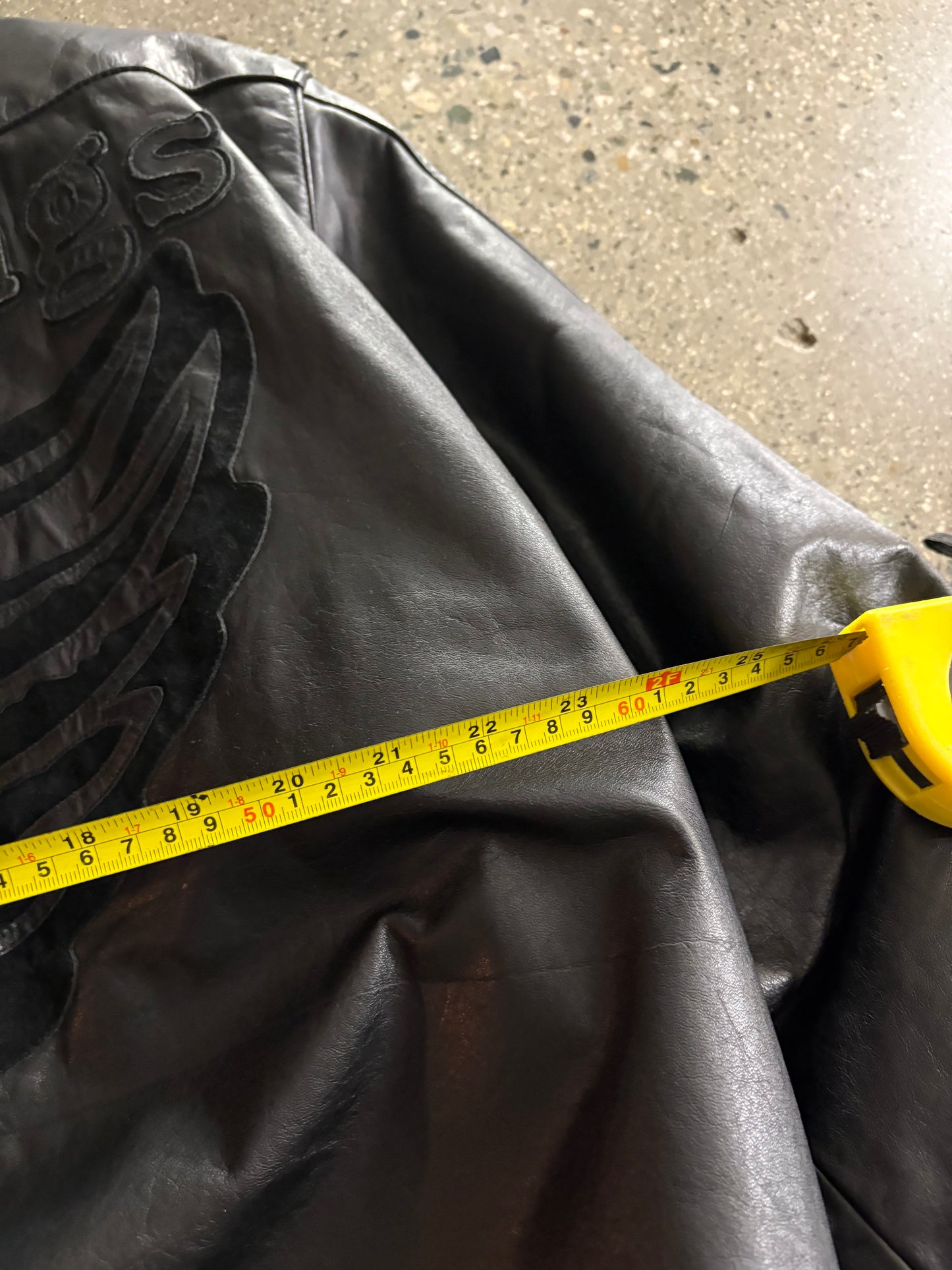 (L) Vintage Jeff Hamilton Detroit Redwings Full Leather Black Jacket