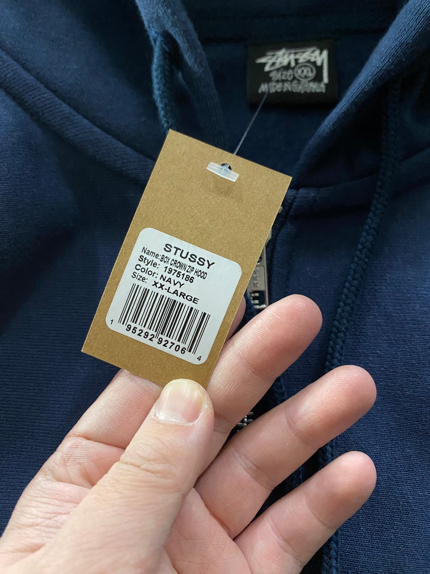 (2X) Stussy Navy Box Crown Zip ( New with Tags)
