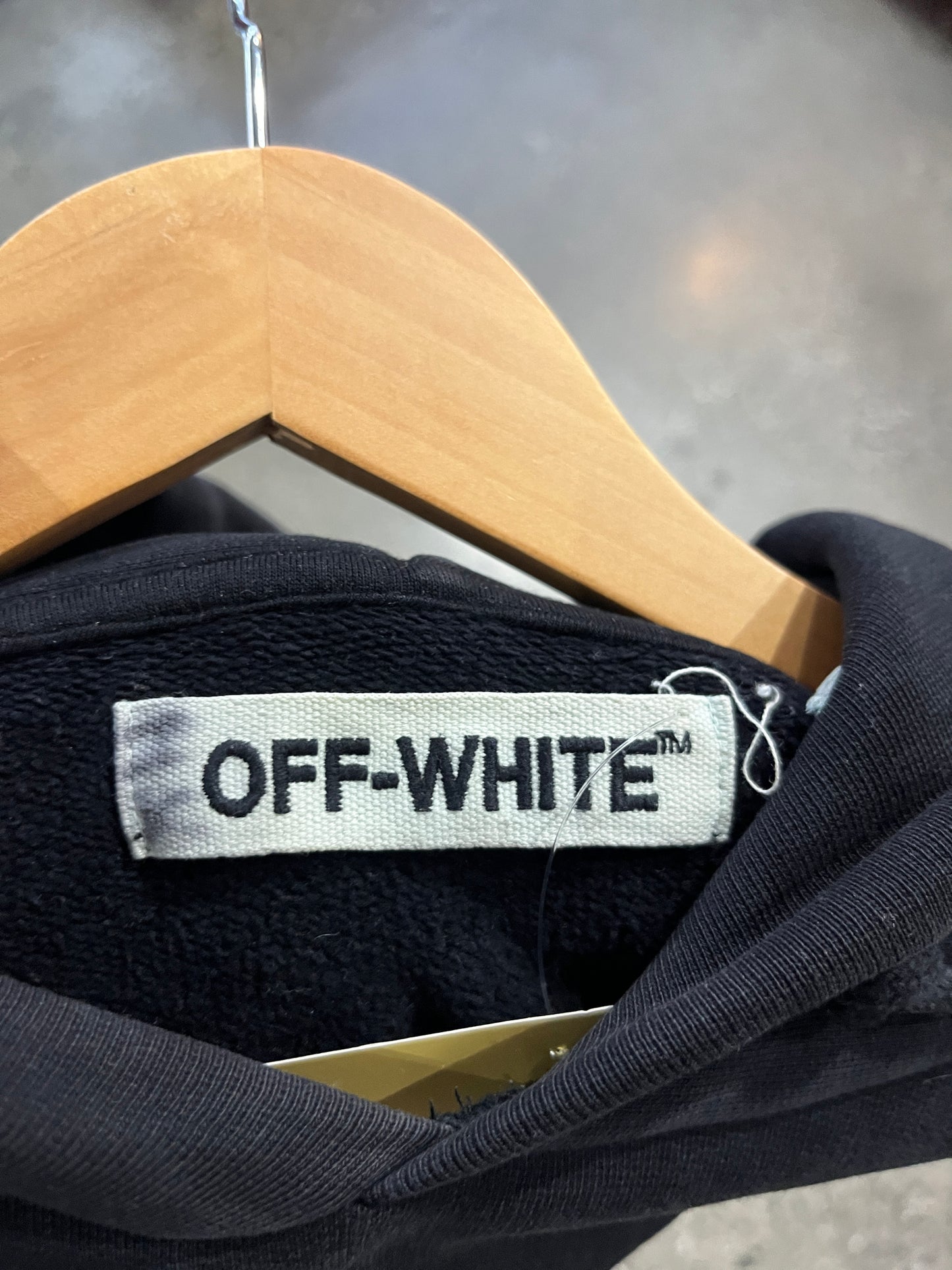 (S/M) Off White Cut off Nebraska Hoodie