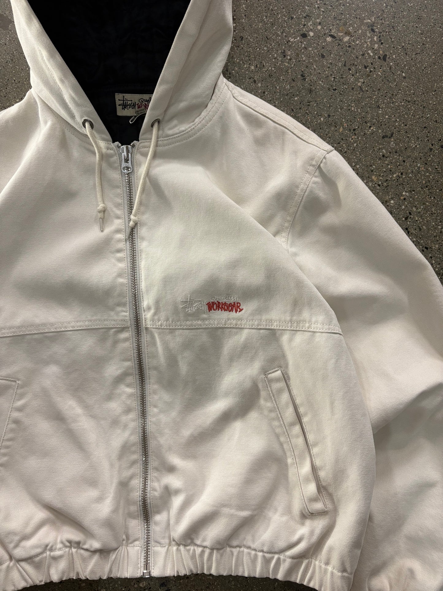 (M) Stussy White Insulated Workgear Hooded Jacket