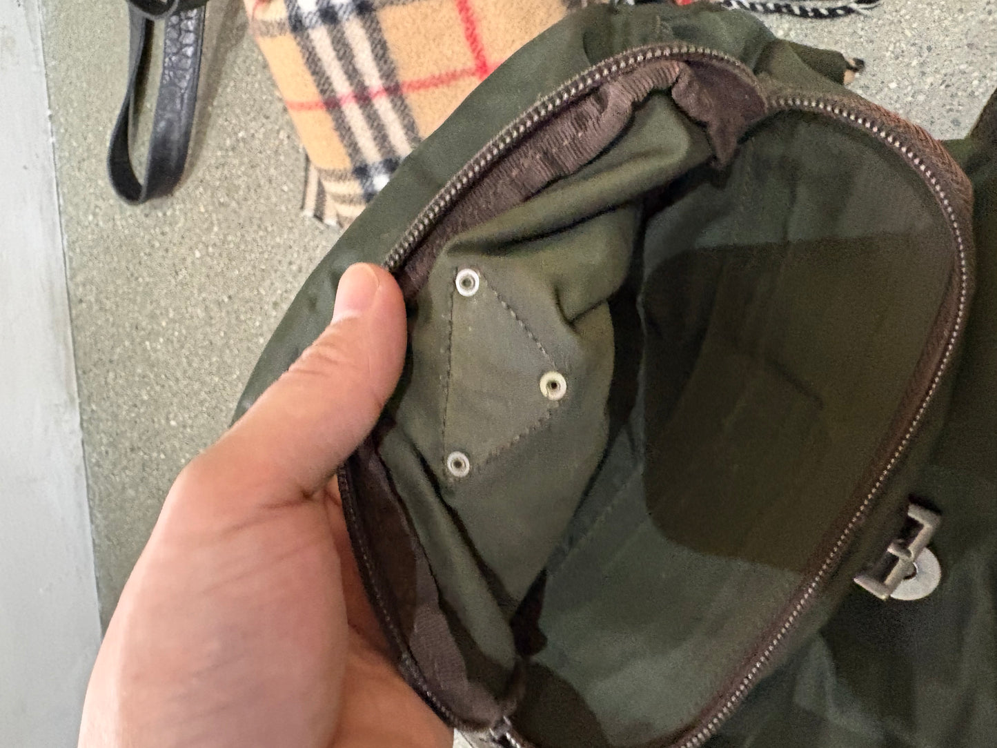 (OS) Vintage Prada Olive Nylon Backpack
