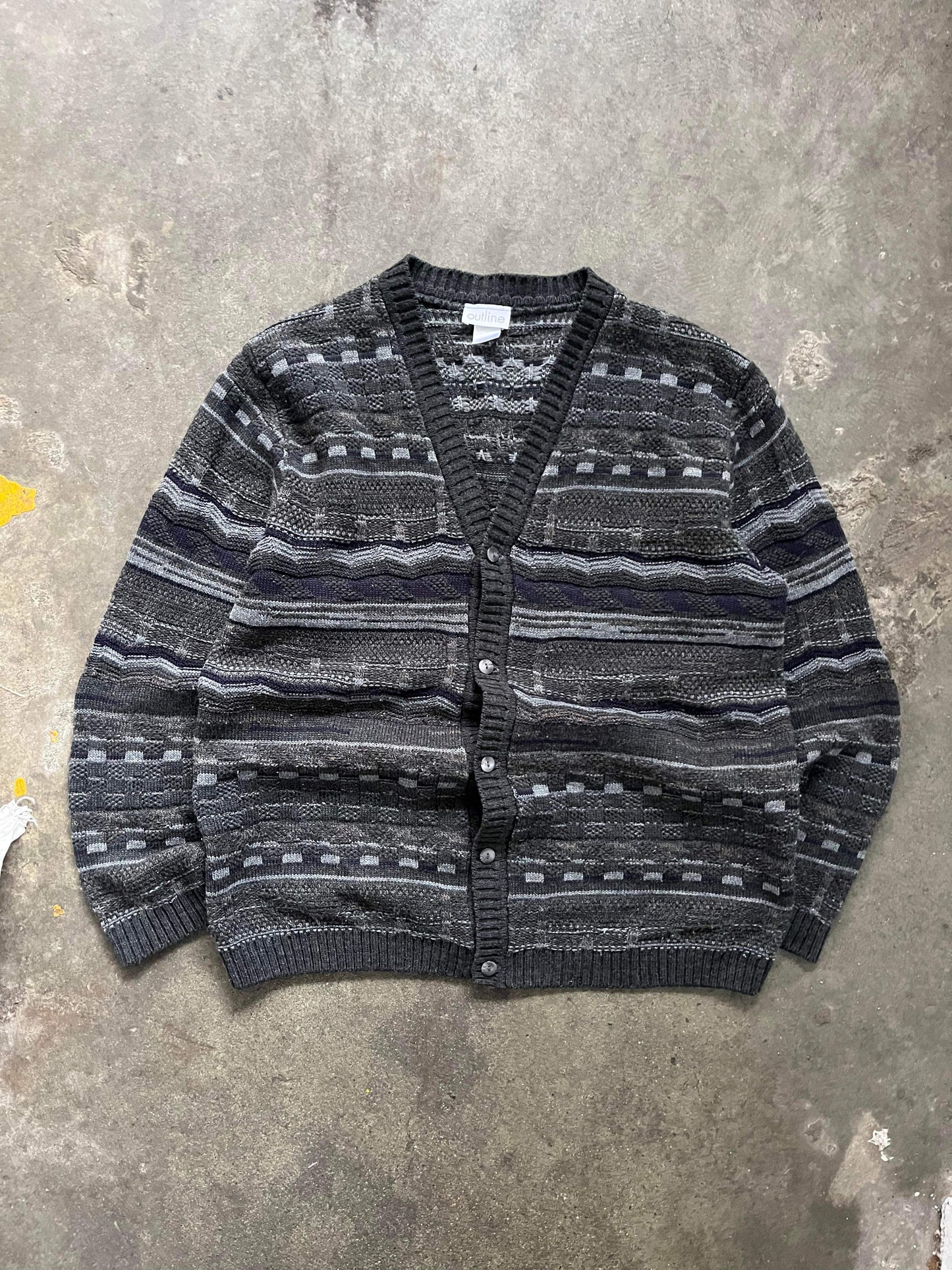 (L/XL) Vintage Textured Knit Cardigan