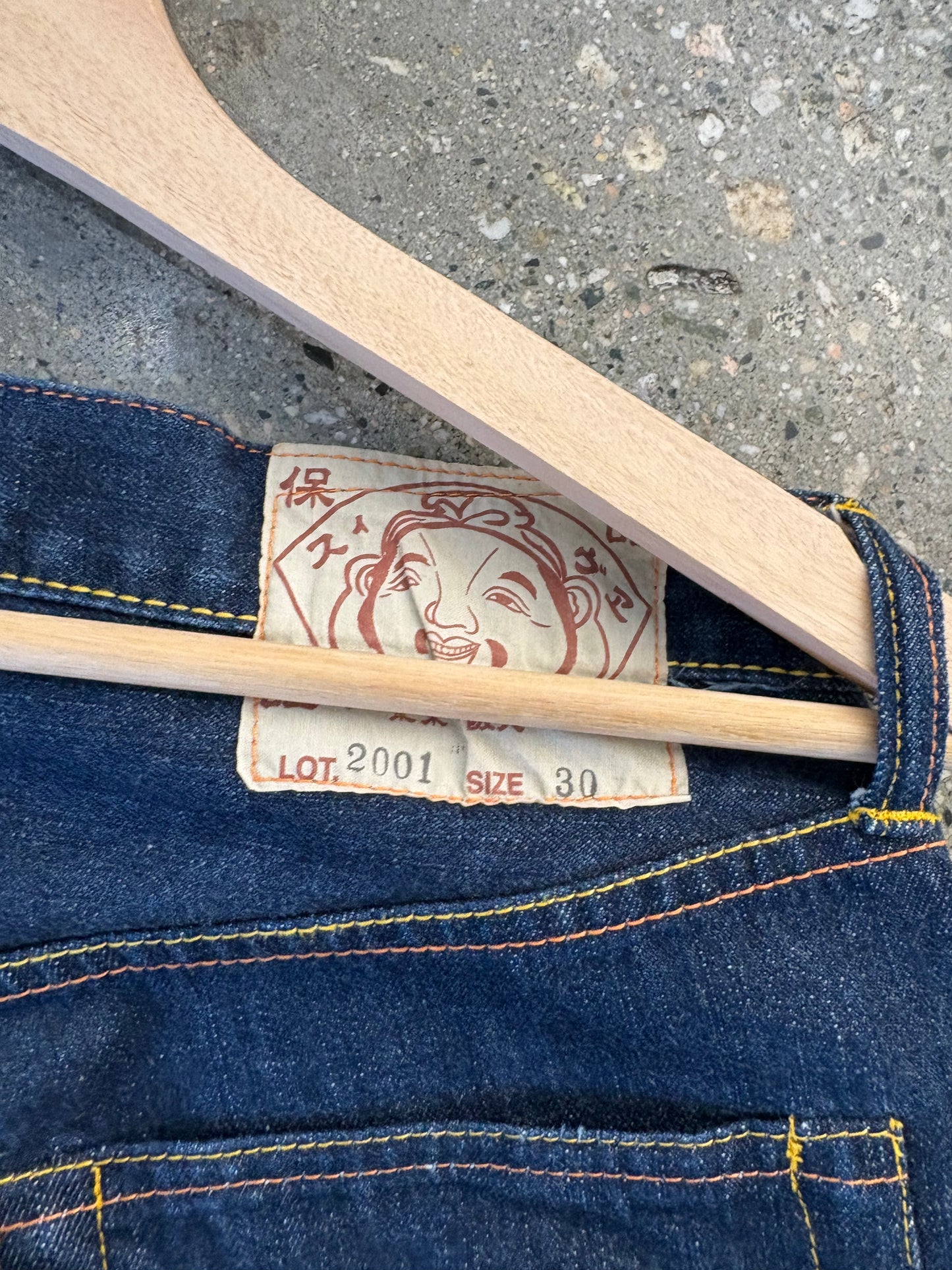 (28”) 90s Evisu Japanese Daicock Raw Denim Jorts