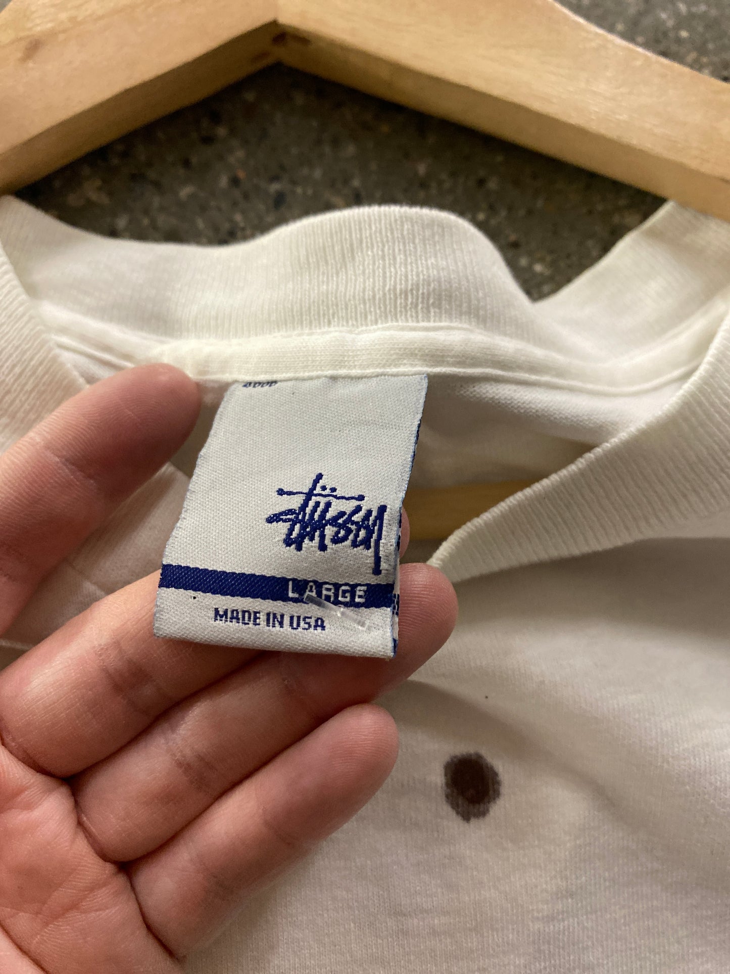(L) (theerzy.co) 2002 Stussy NYTLA tee ( as is )