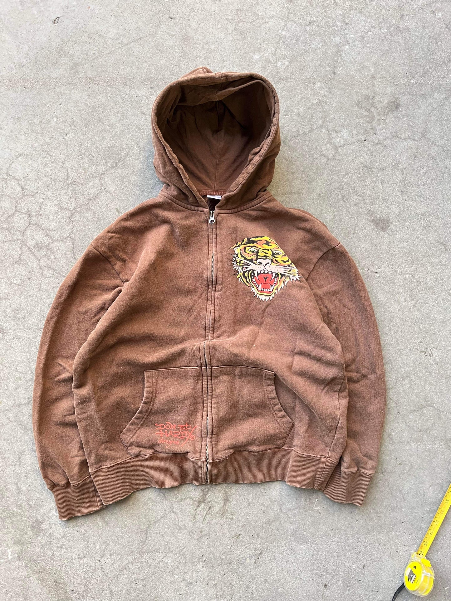 (M/L) Brown Ed Hardy Zip Up Hoodie