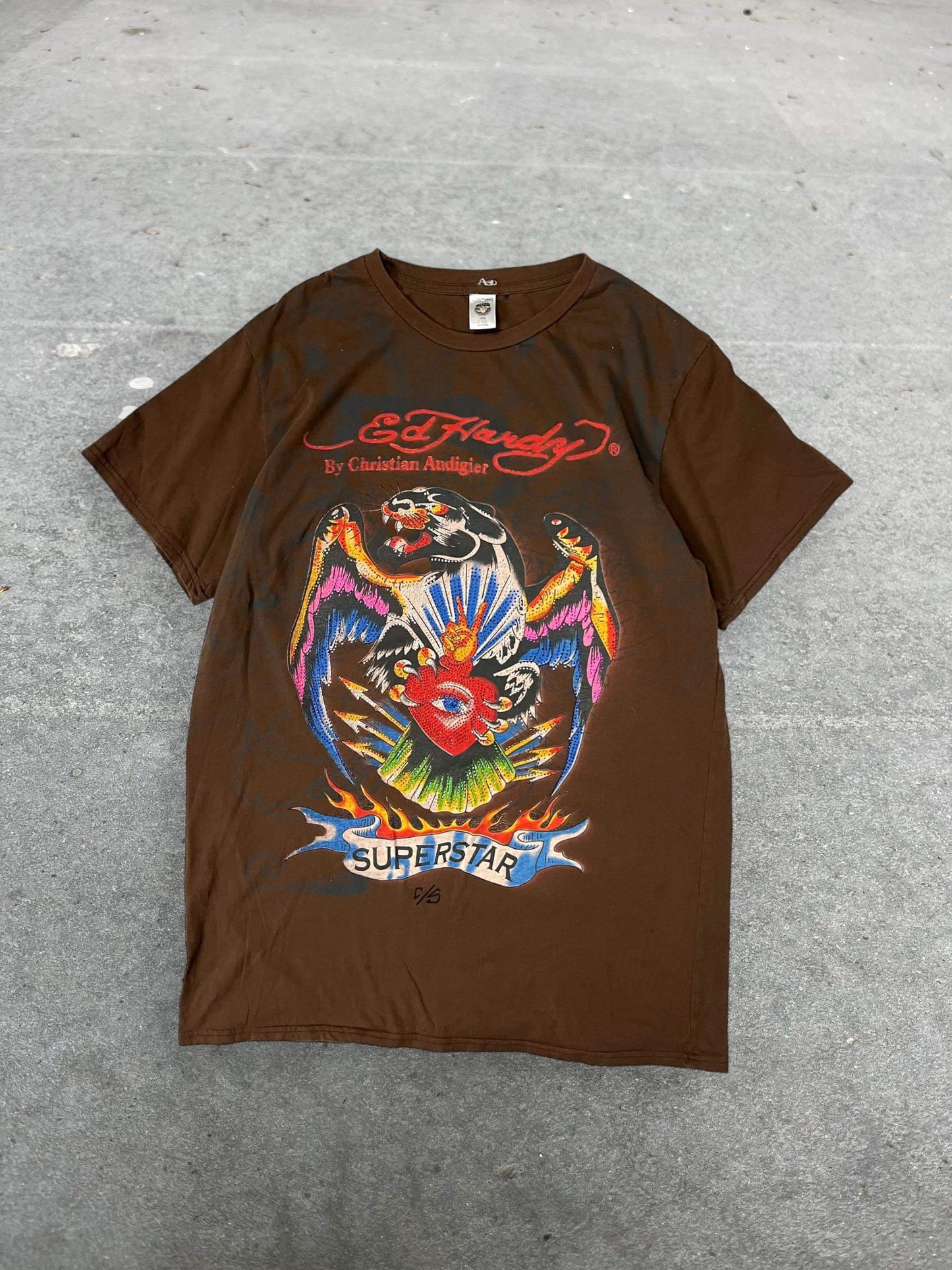 (2X) Ed Hardy Brown Superstar Tee
