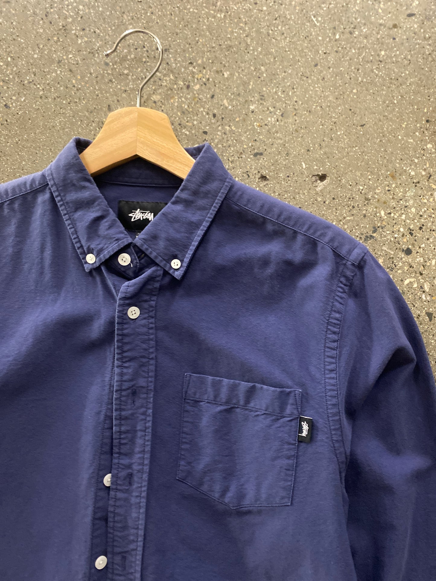 (S) Stussy Navy LS BUTTON UP