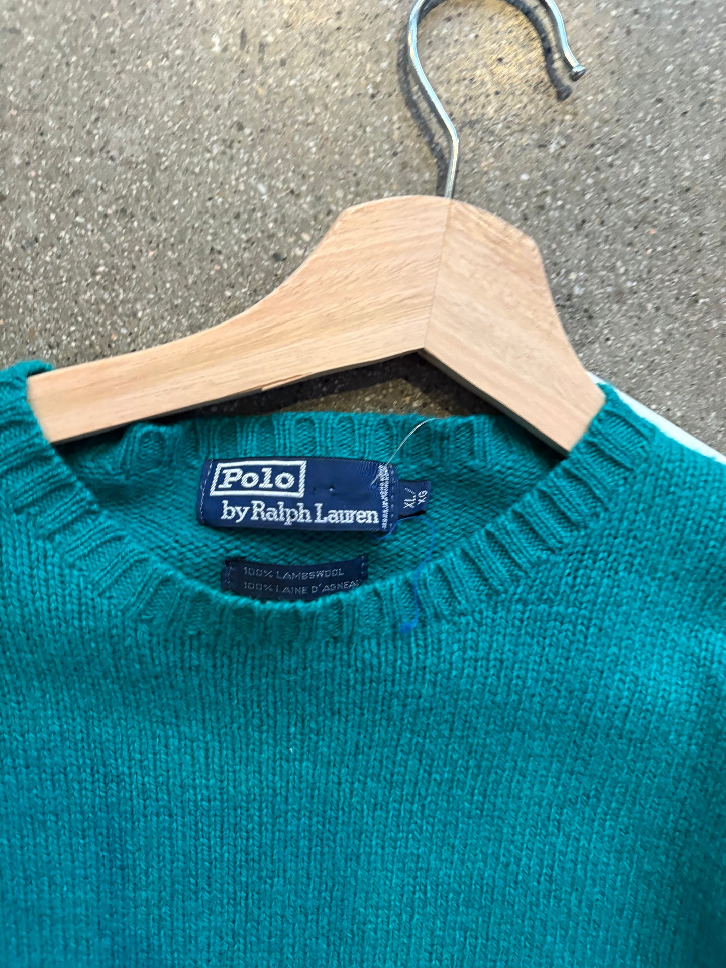 XL 1990s Teal Wool Polo Knit ( as is )