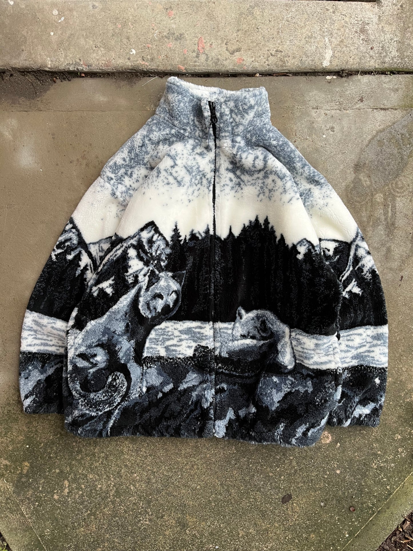 (M) 1990s Black Mountain Wolf Fleece