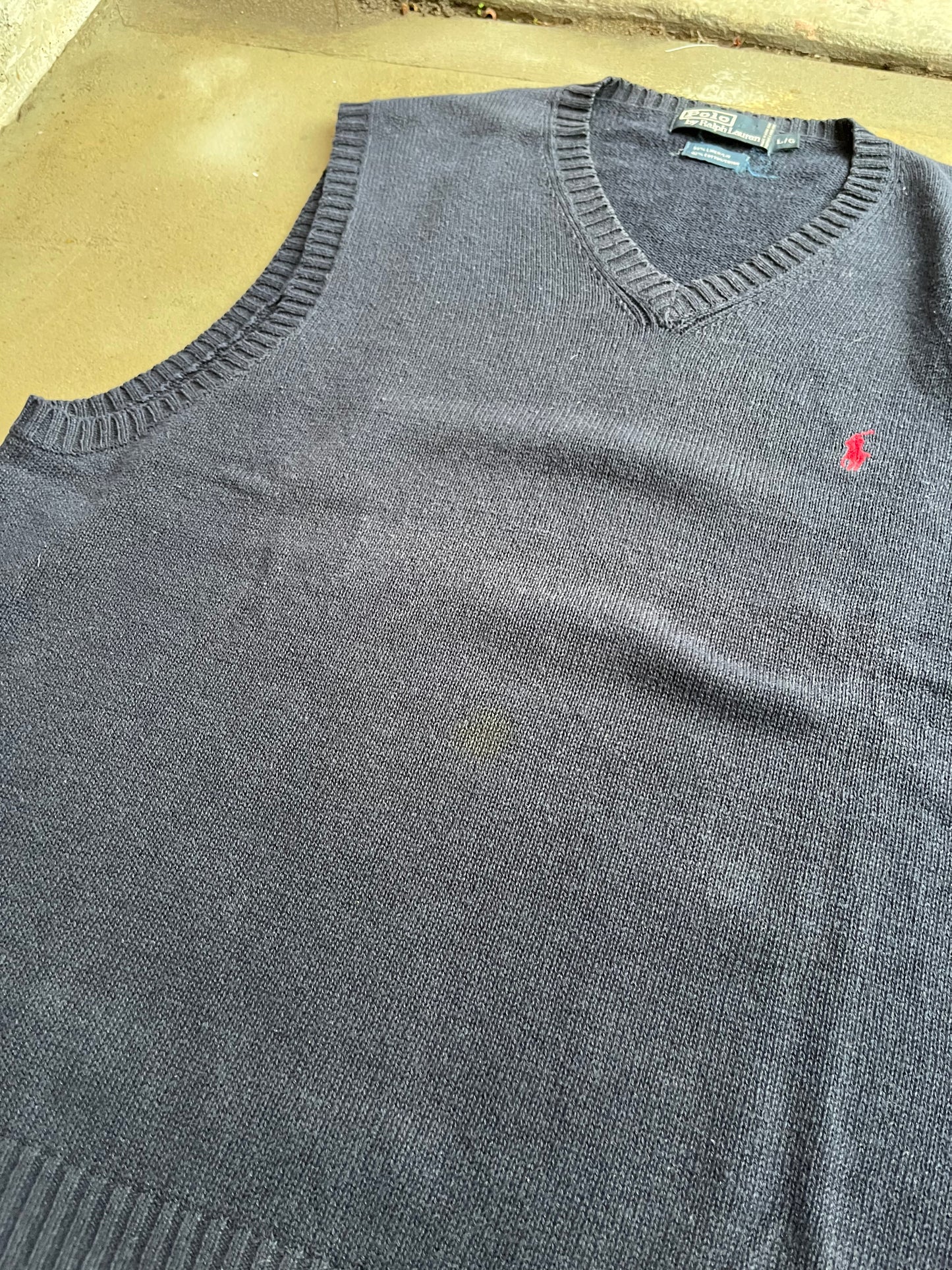 (L) 90s Polo Navy Knitted Vest