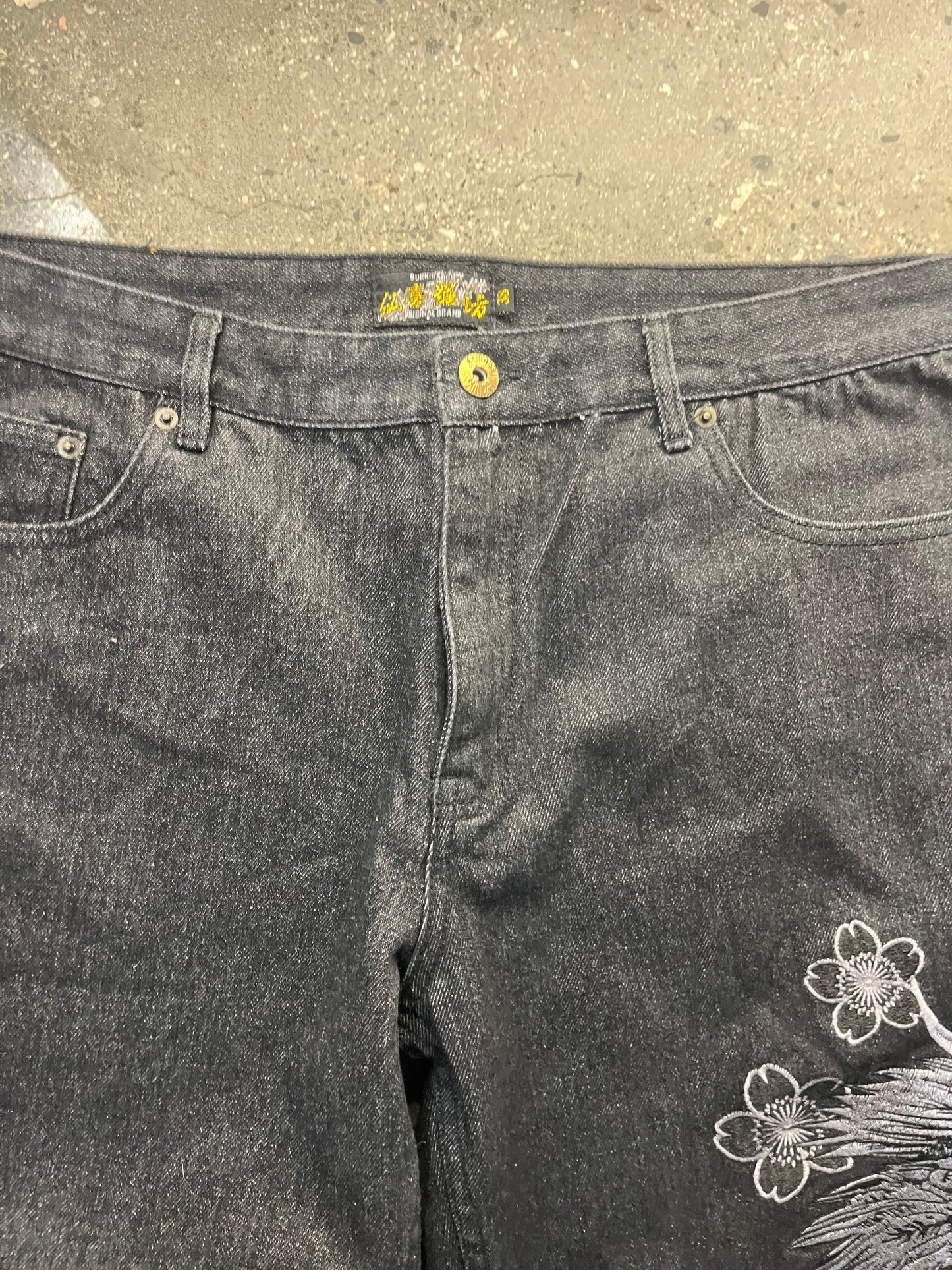 W38” Bukki Japanese Baggy Embroidered Denim