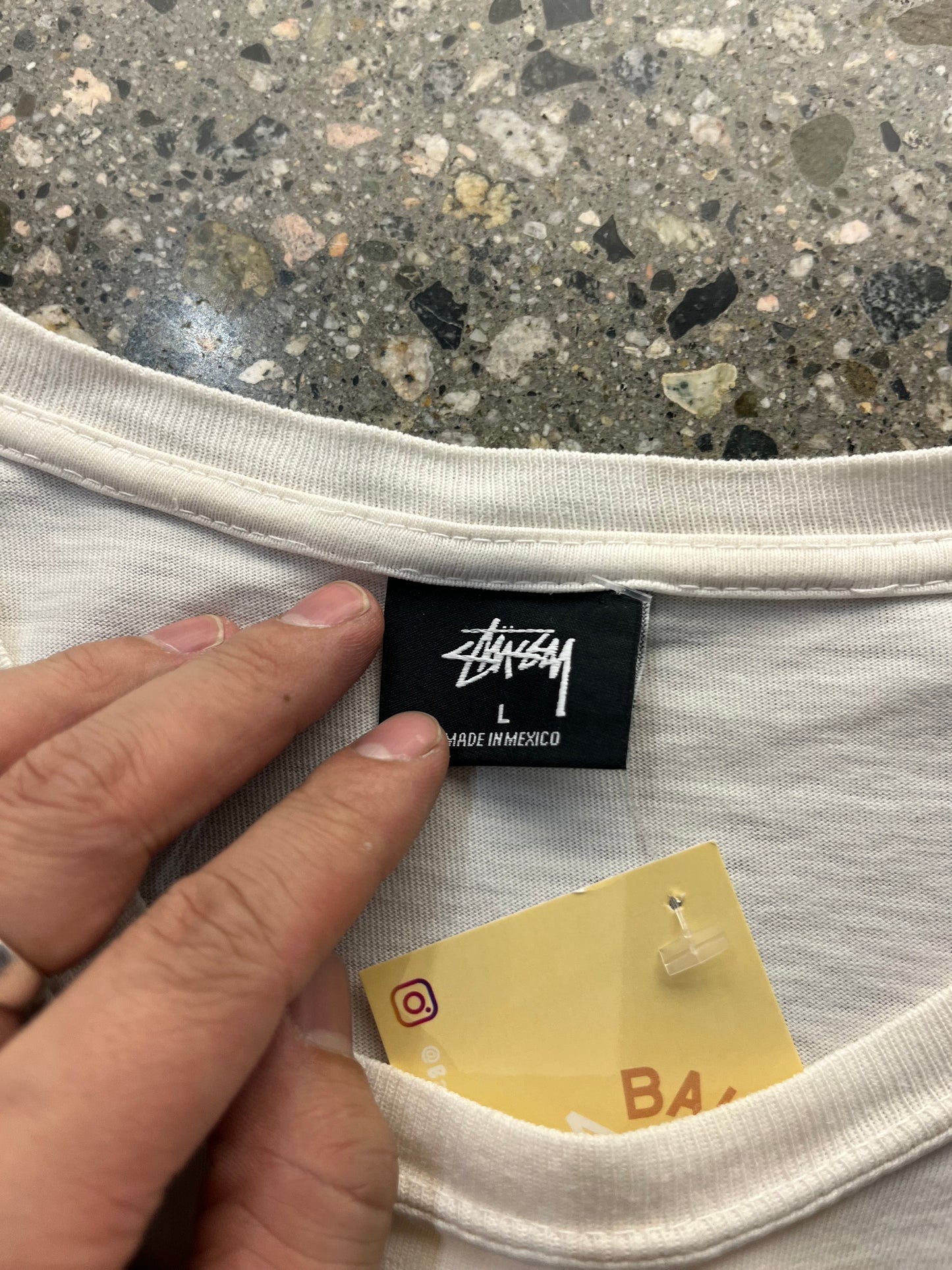 (L) B45 - Stussy Script White Tee