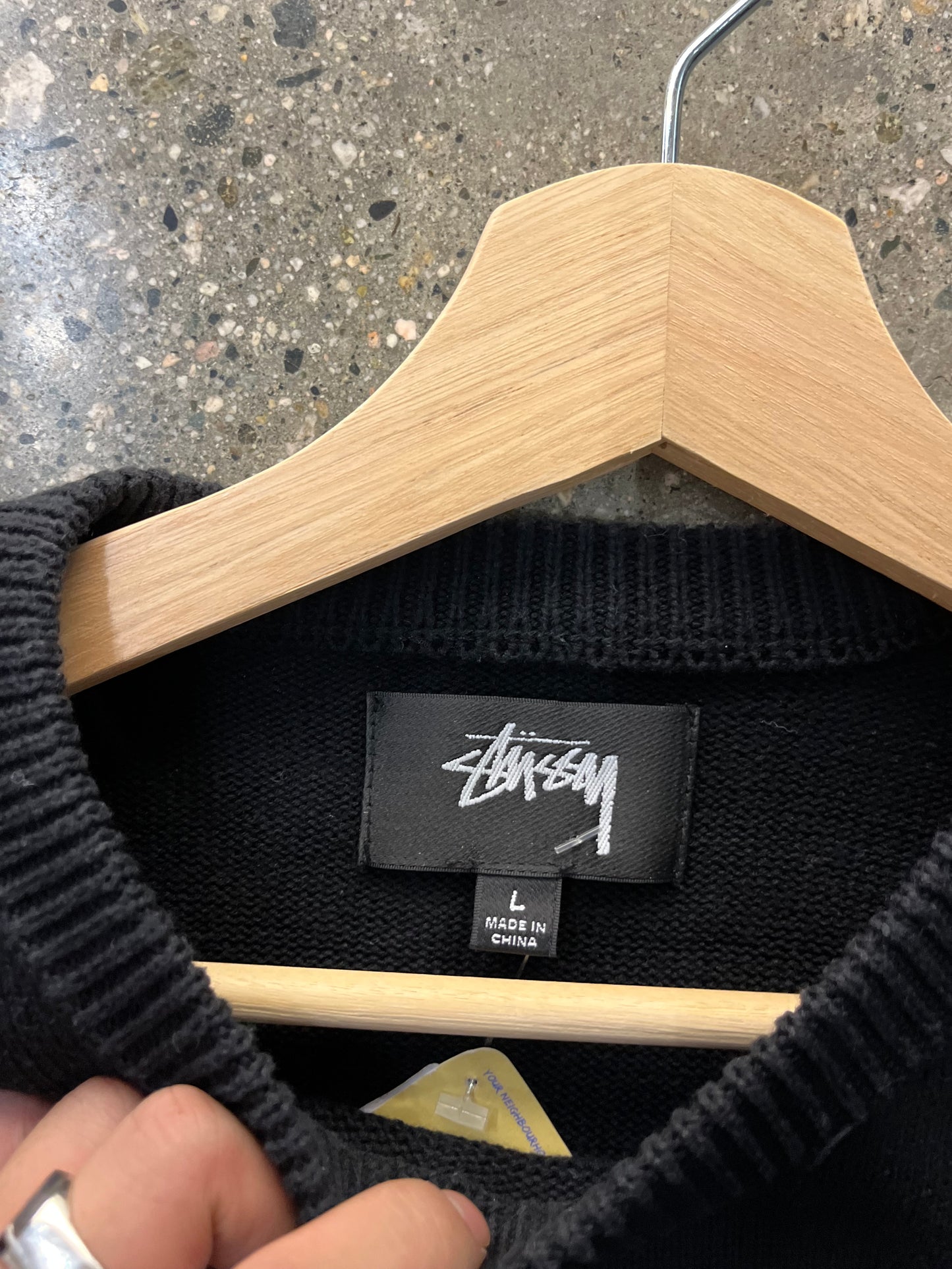 (L) Stussy Knit Script Sweater