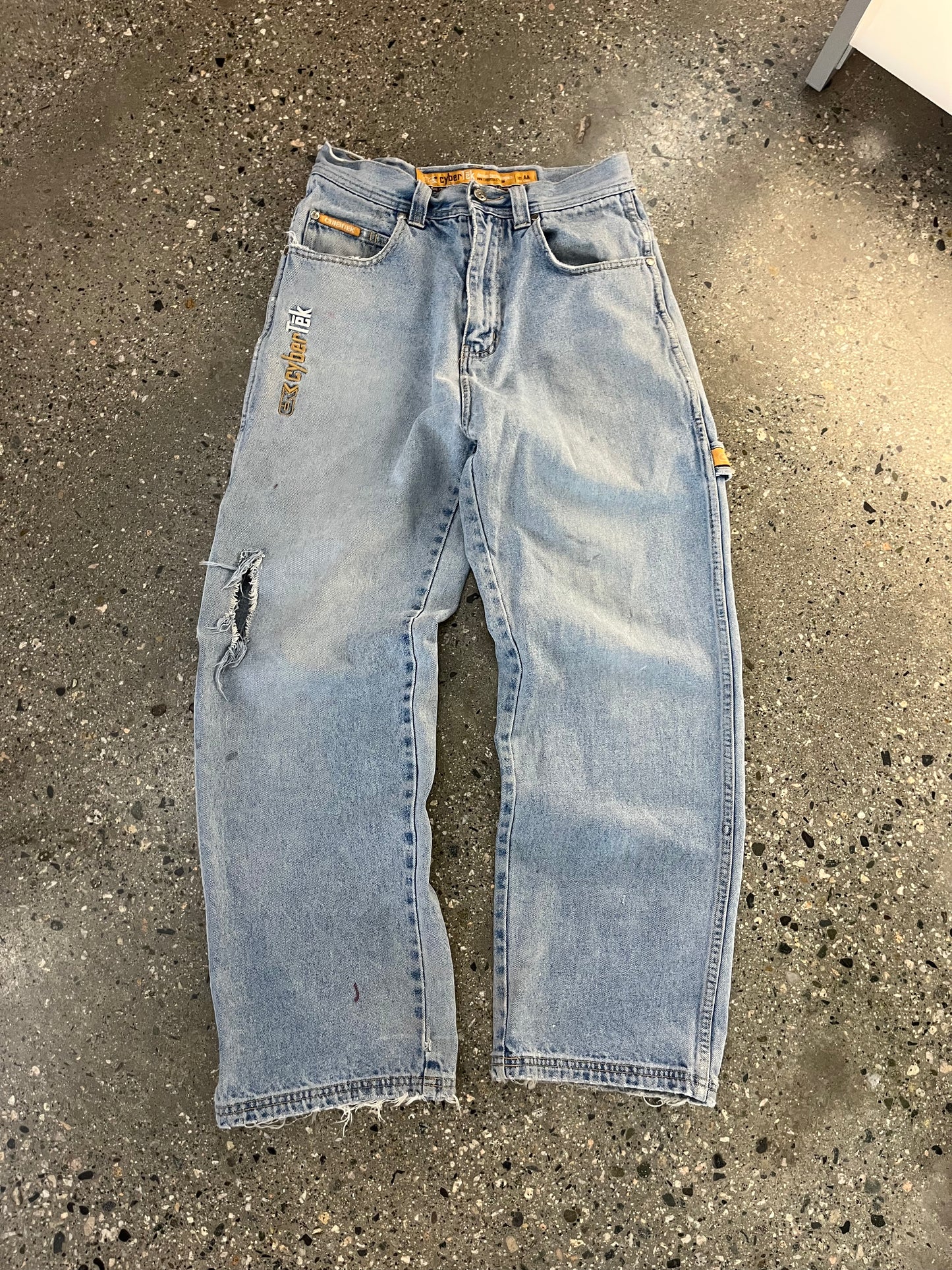 90s Cybertek Distressed Light Wash DENIM