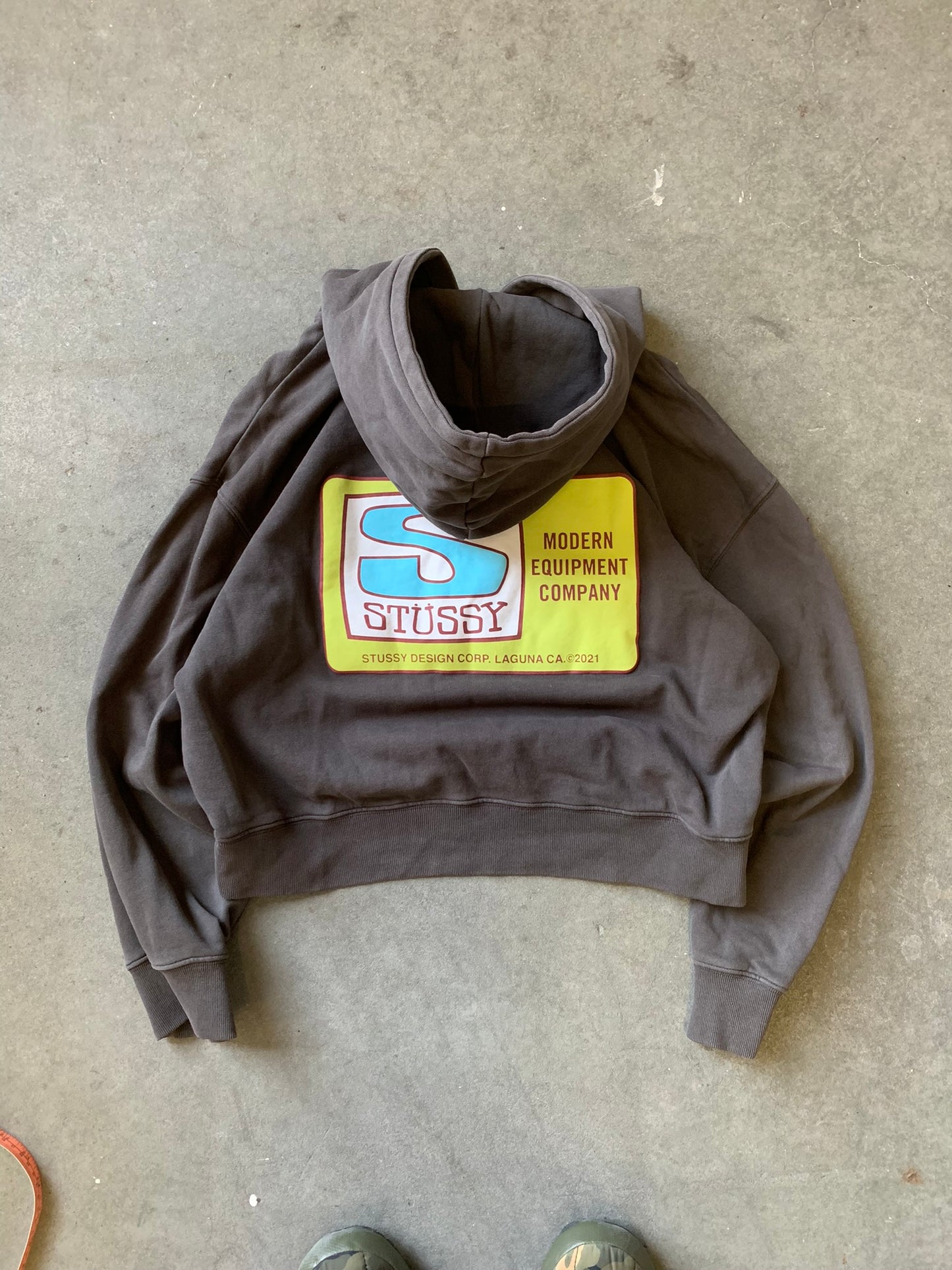 (M) Stussy Cropped Sunfaded Hoodie