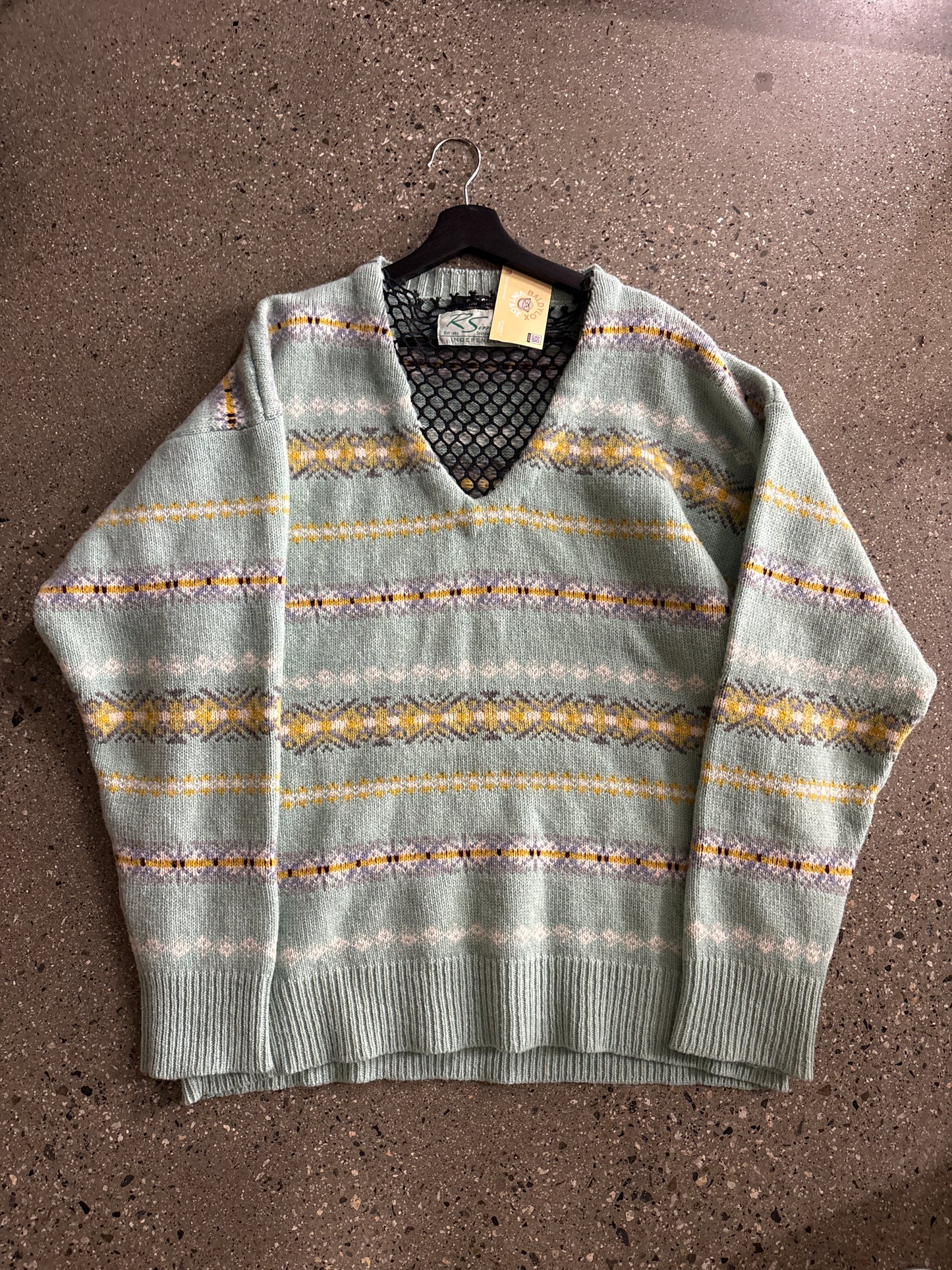 (L/XL) Raf Simons Fair Isle Jaquard V neck Knit SS22