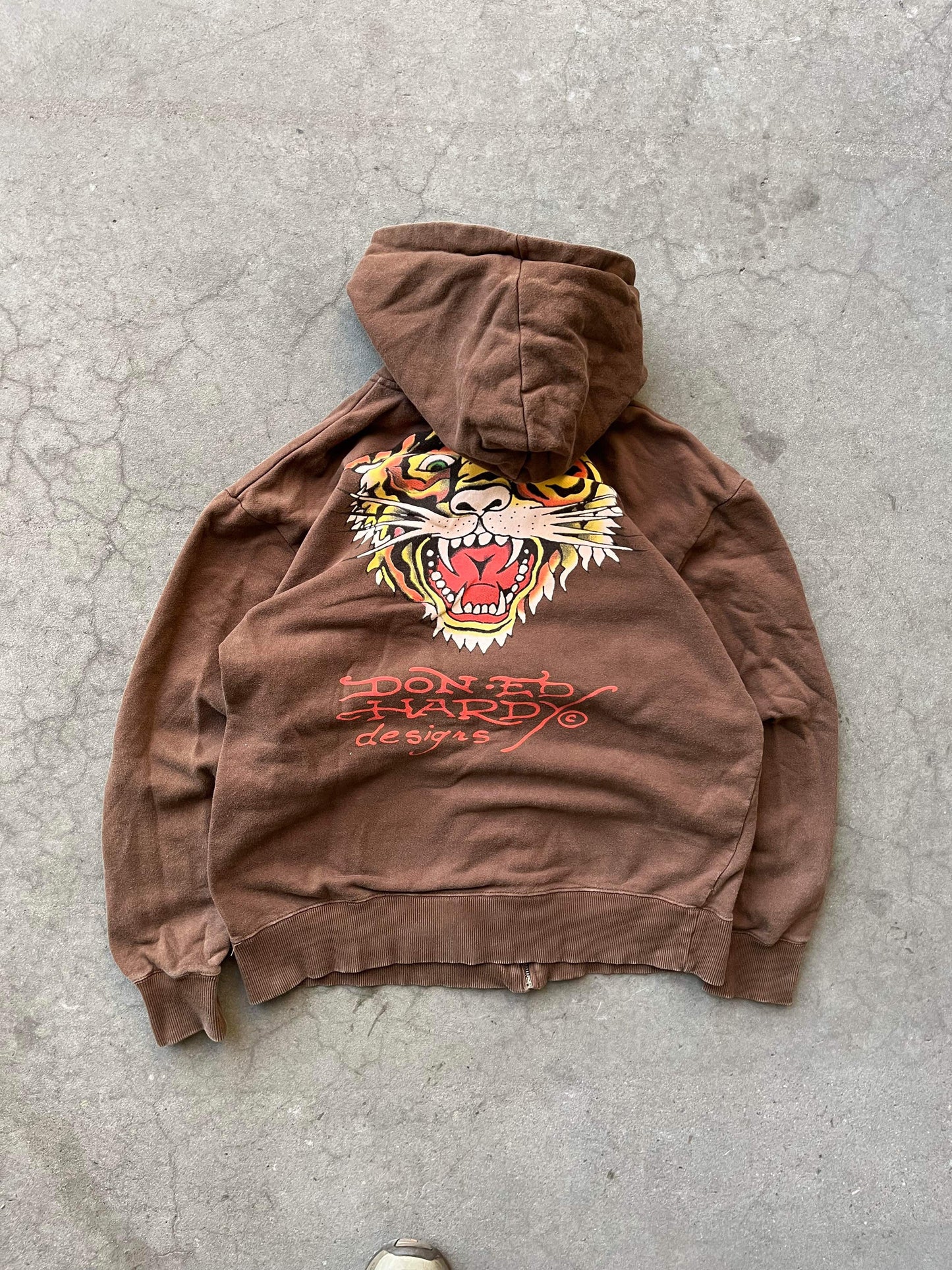 (M/L) Brown Ed Hardy Zip Up Hoodie