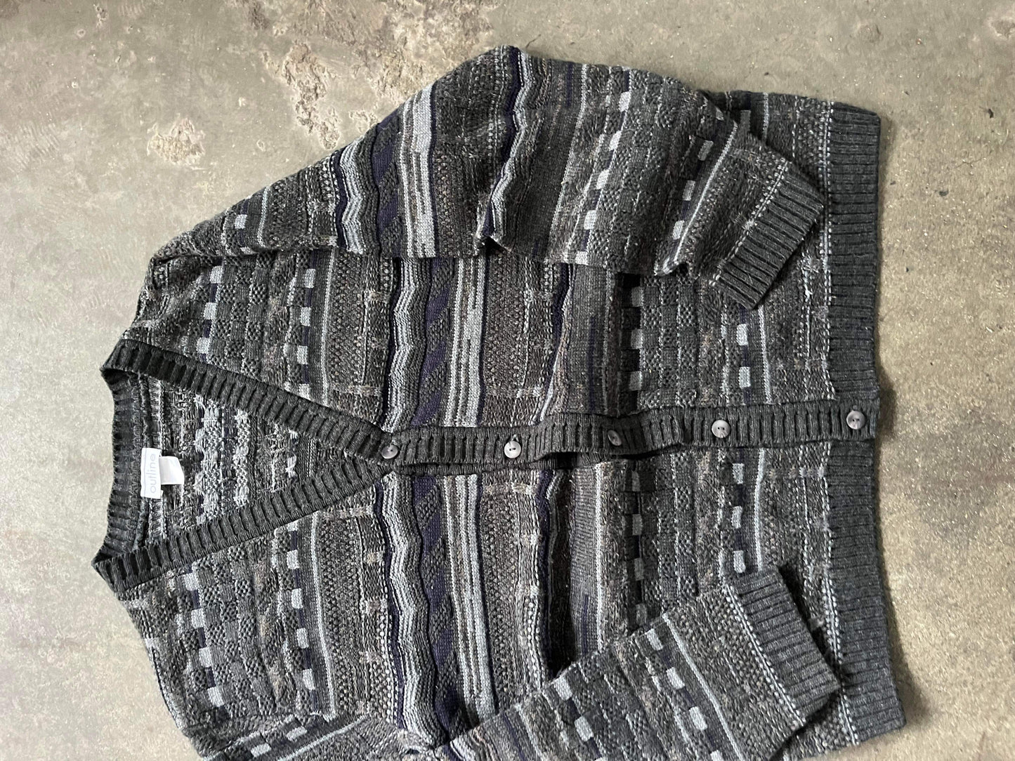 (L/XL) Vintage Textured Knit Cardigan