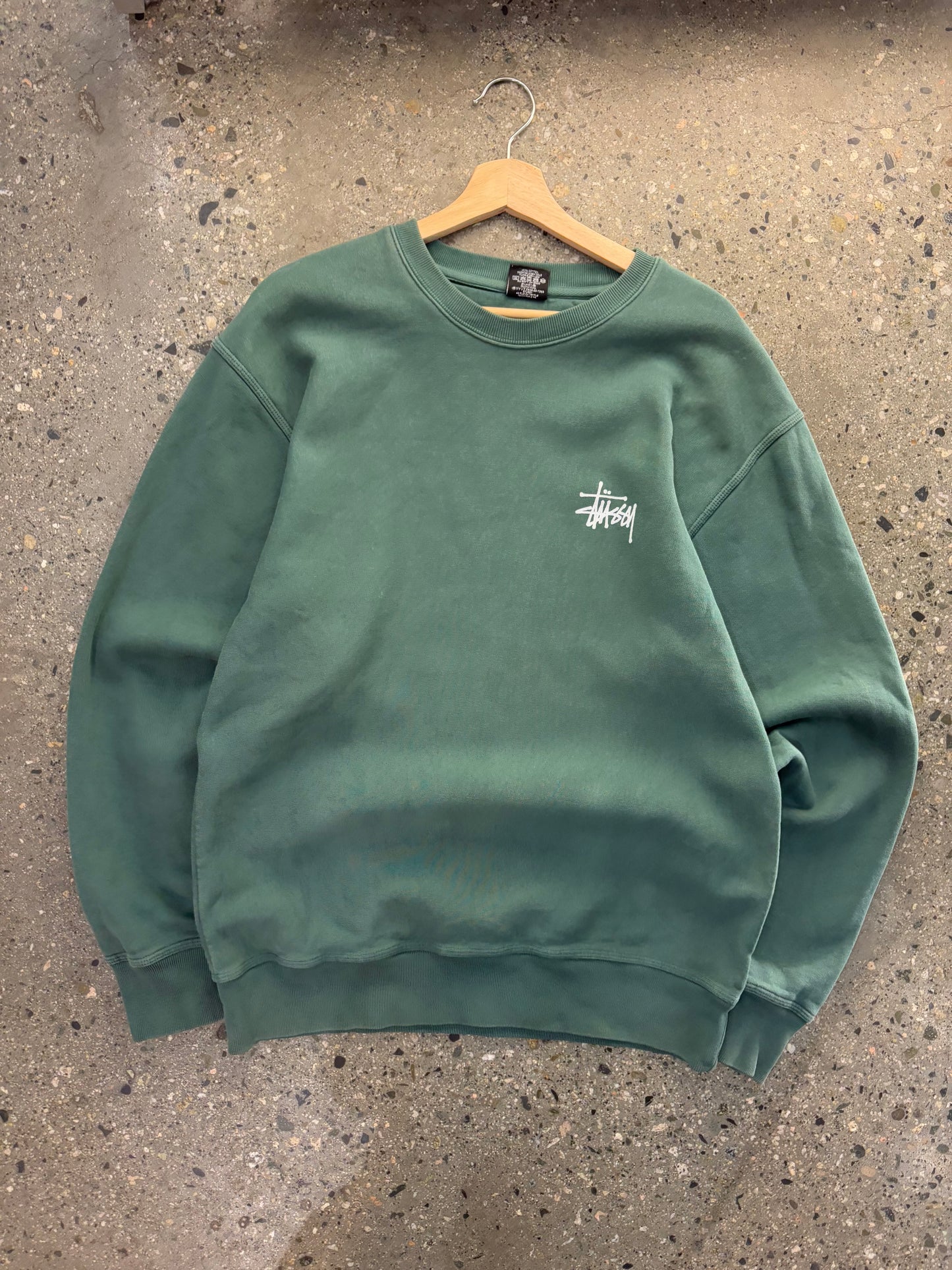 (M/L) Stussy Hunter Green Crewneck Script