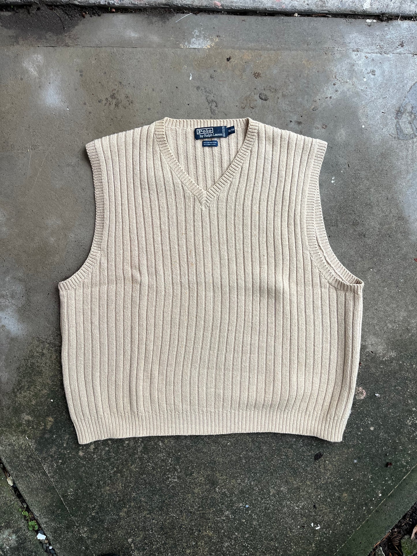 (XL) 90s Polo Cream Knitted Vest