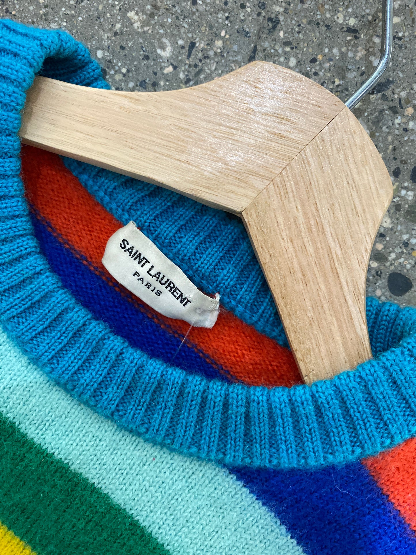 (Womens S) Saint Laurent Paris Cropped Knit Rainbow