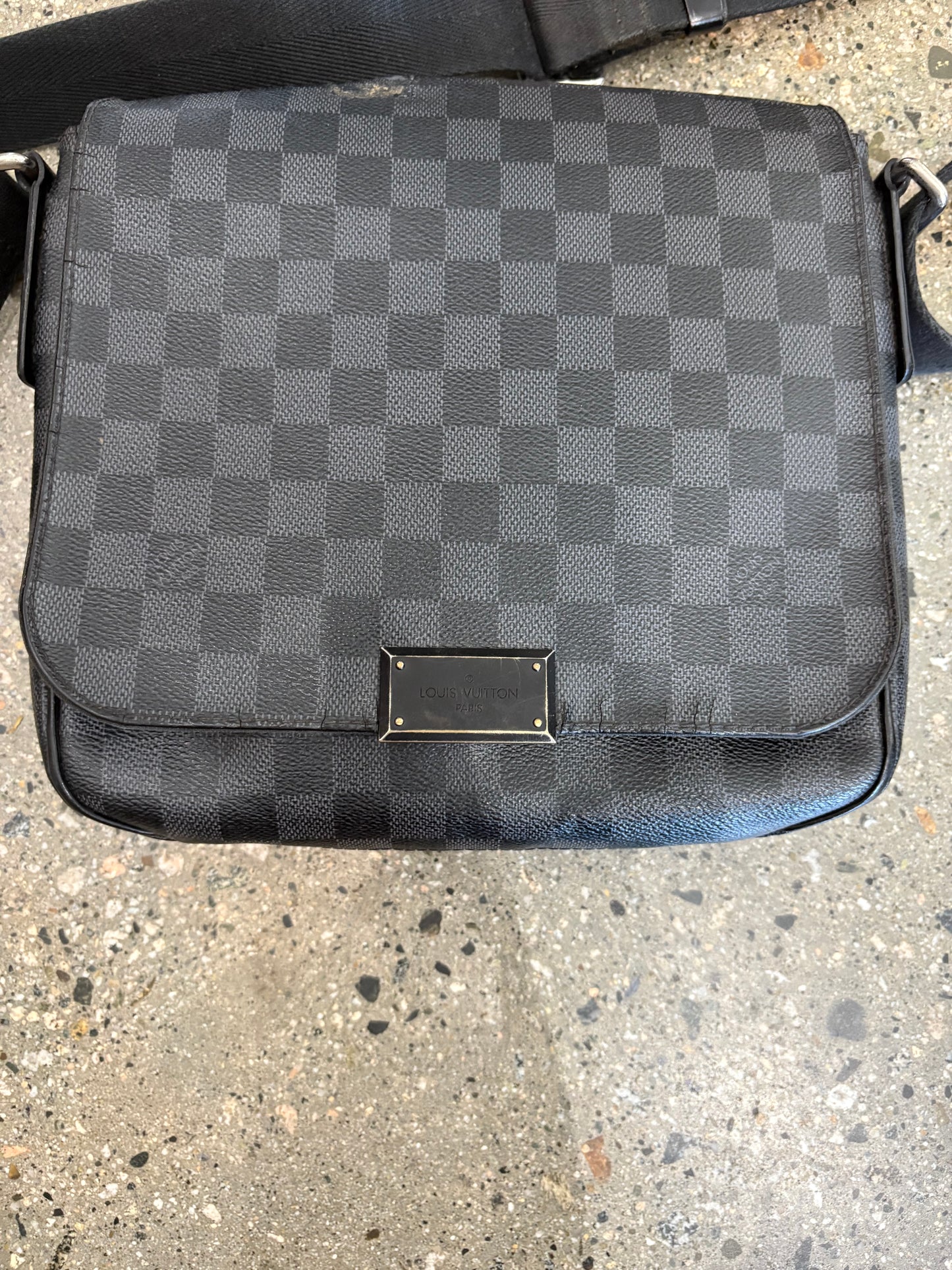LV Graphite Damier District PM Side Body Bag