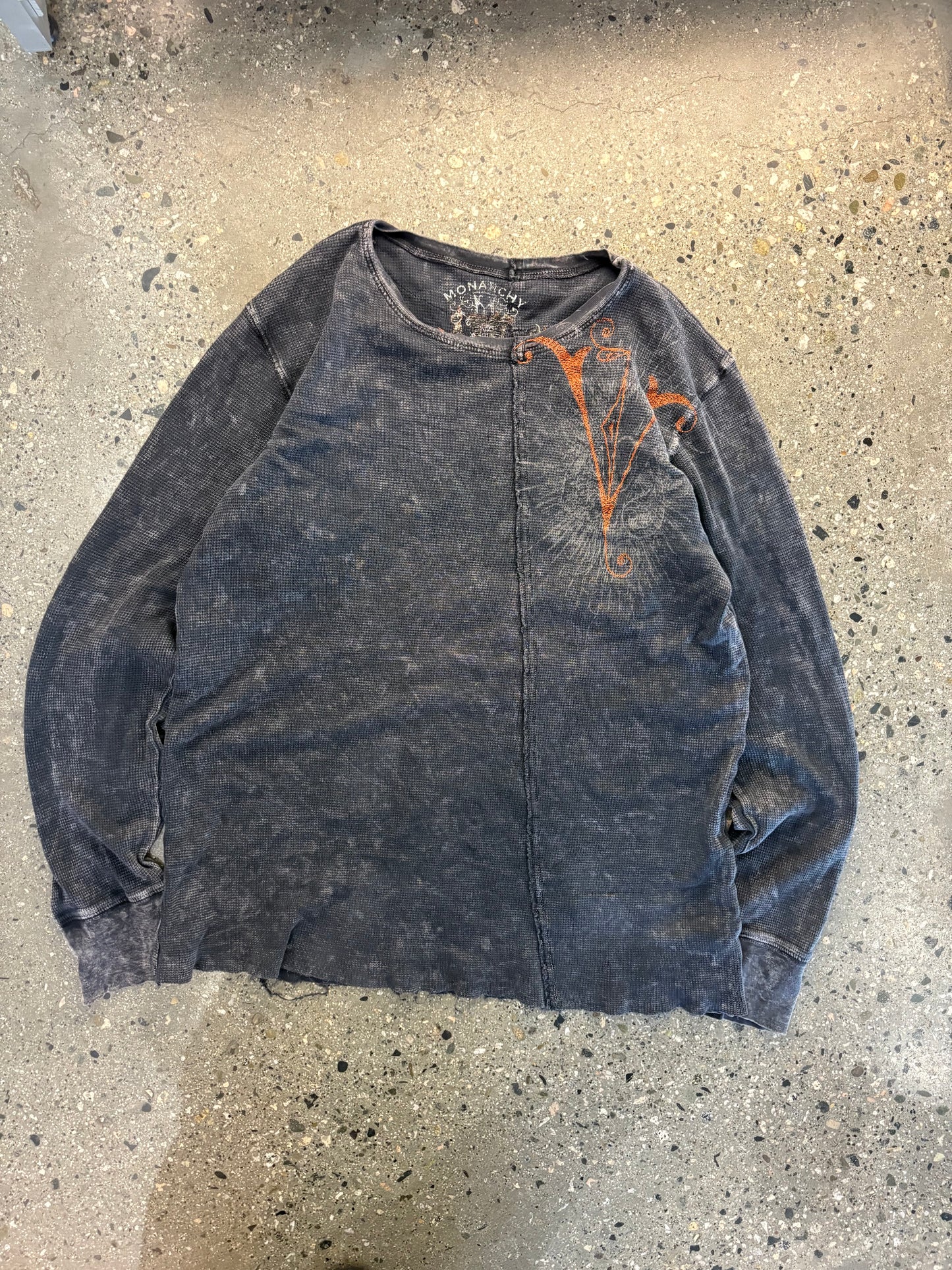 (L) Monarchy Split Amor Waffle Knit Longsleeve