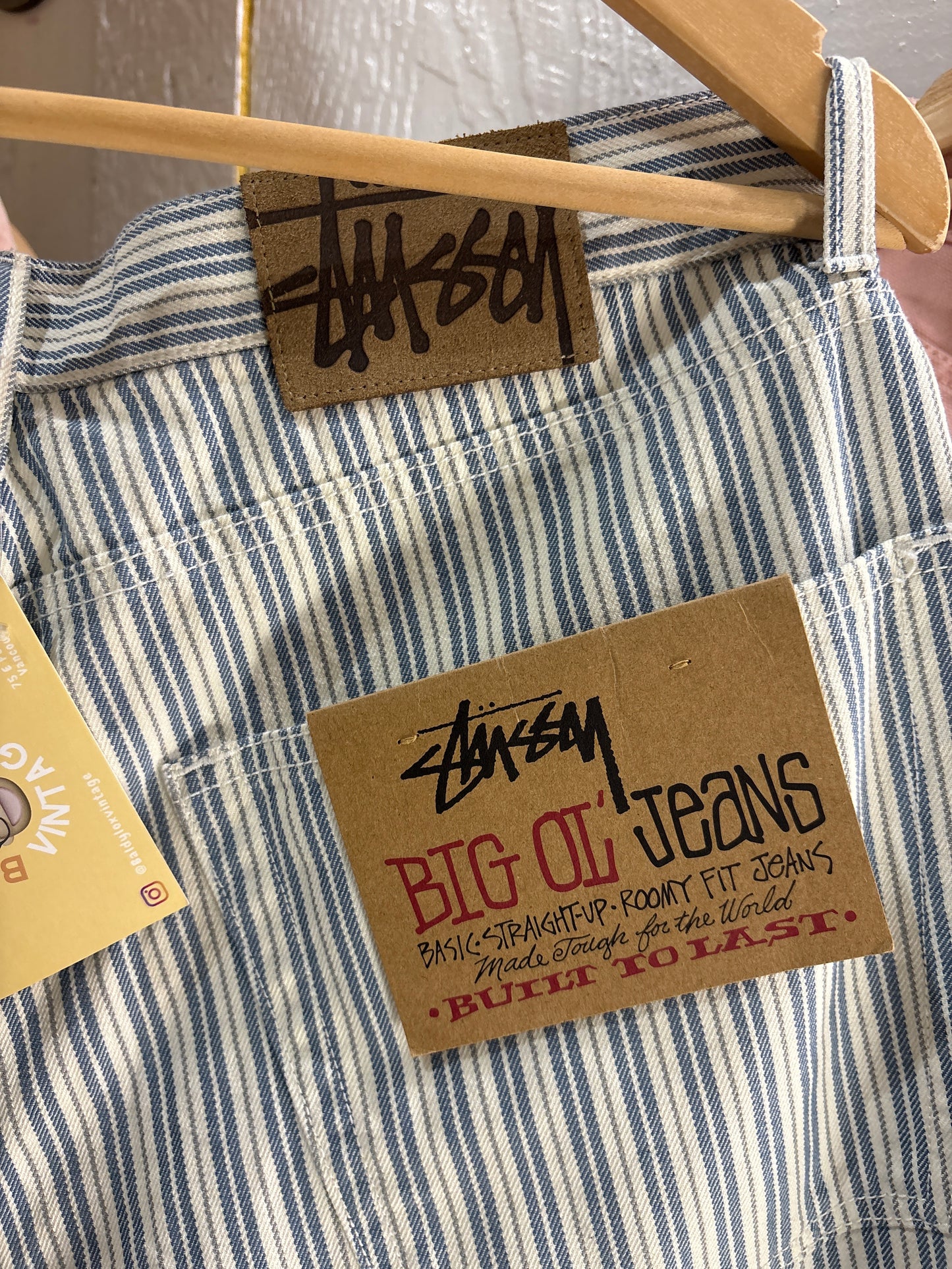 (34”) Large BNWT STUSSY BIG OL PINSTRIPE JEANS
