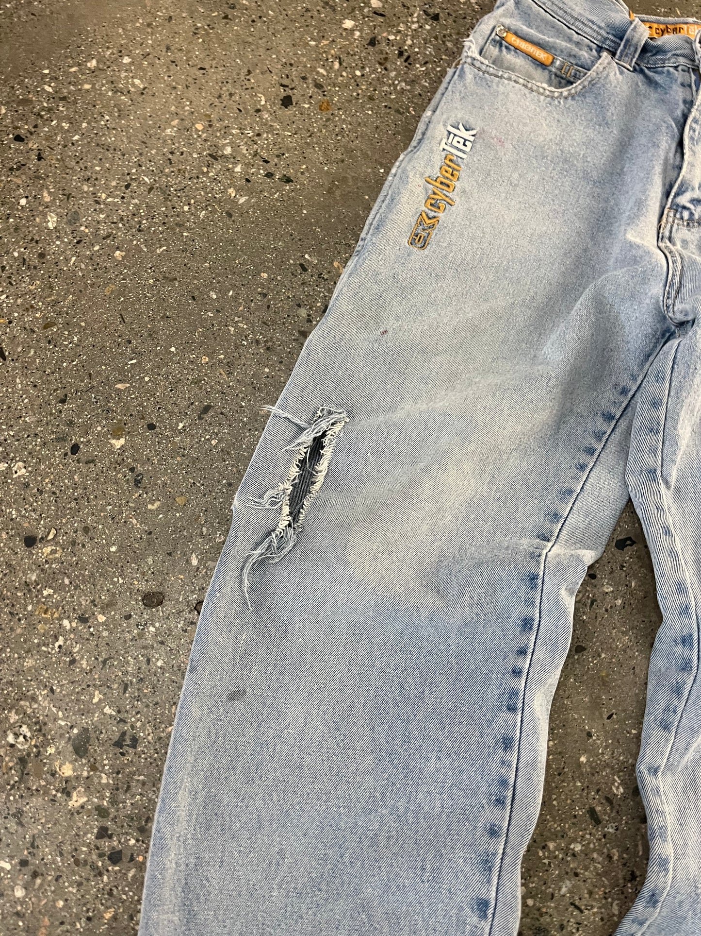 90s Cybertek Distressed Light Wash DENIM