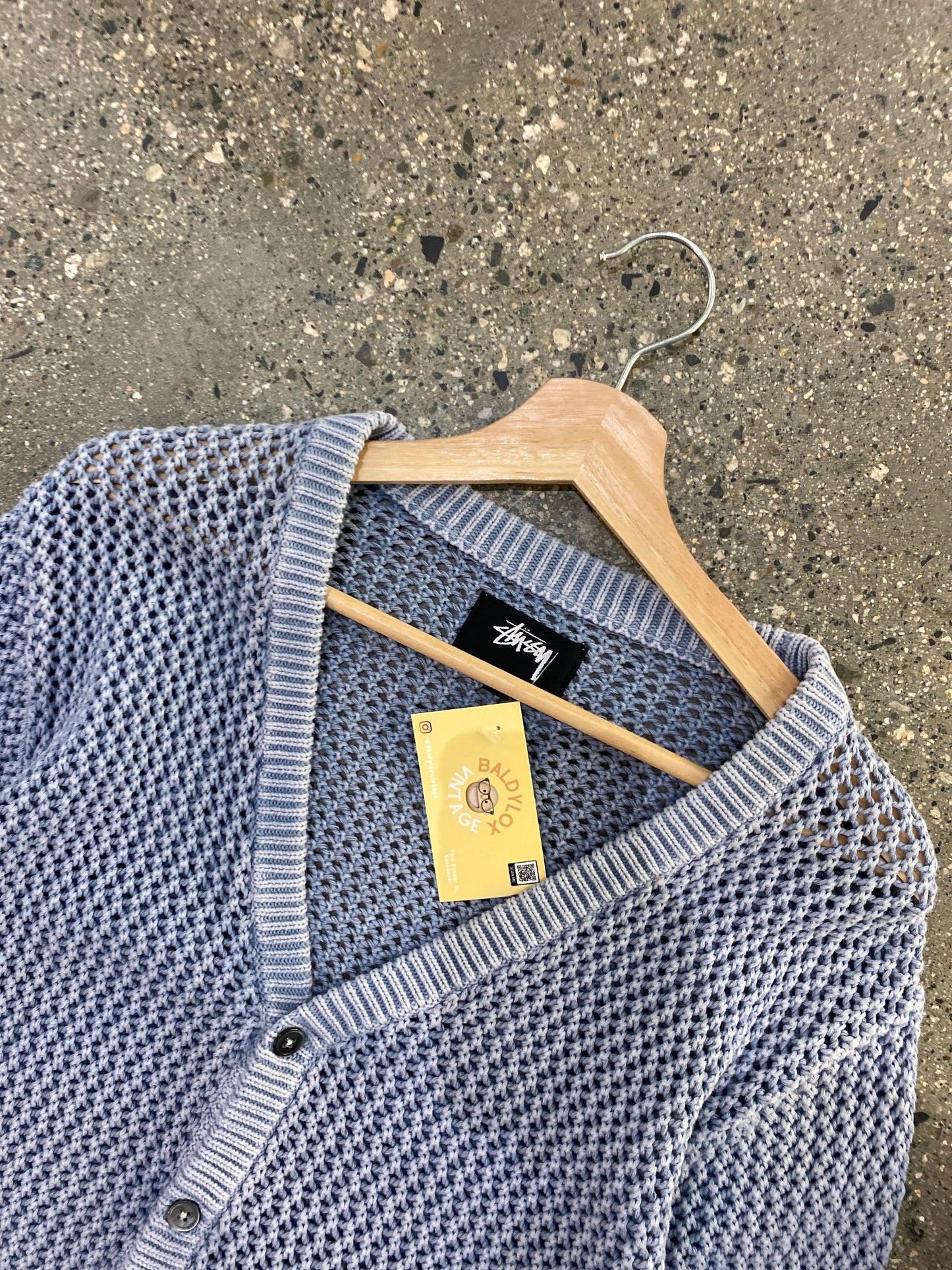 (m) Stussy Loose Gauge Cardigan Sky Blue