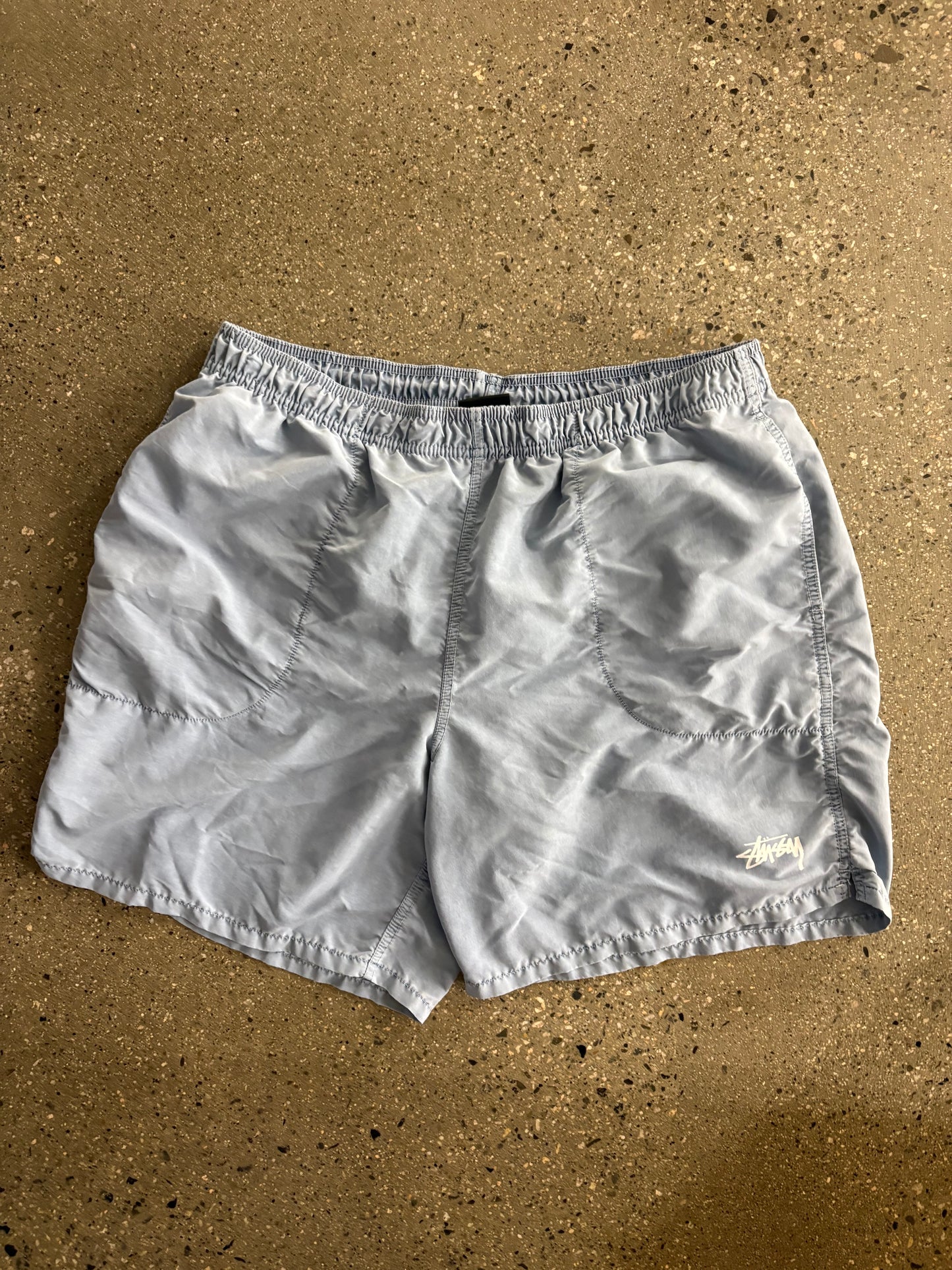 (L) Stussy Ripstop Script Baby Blue Shorts