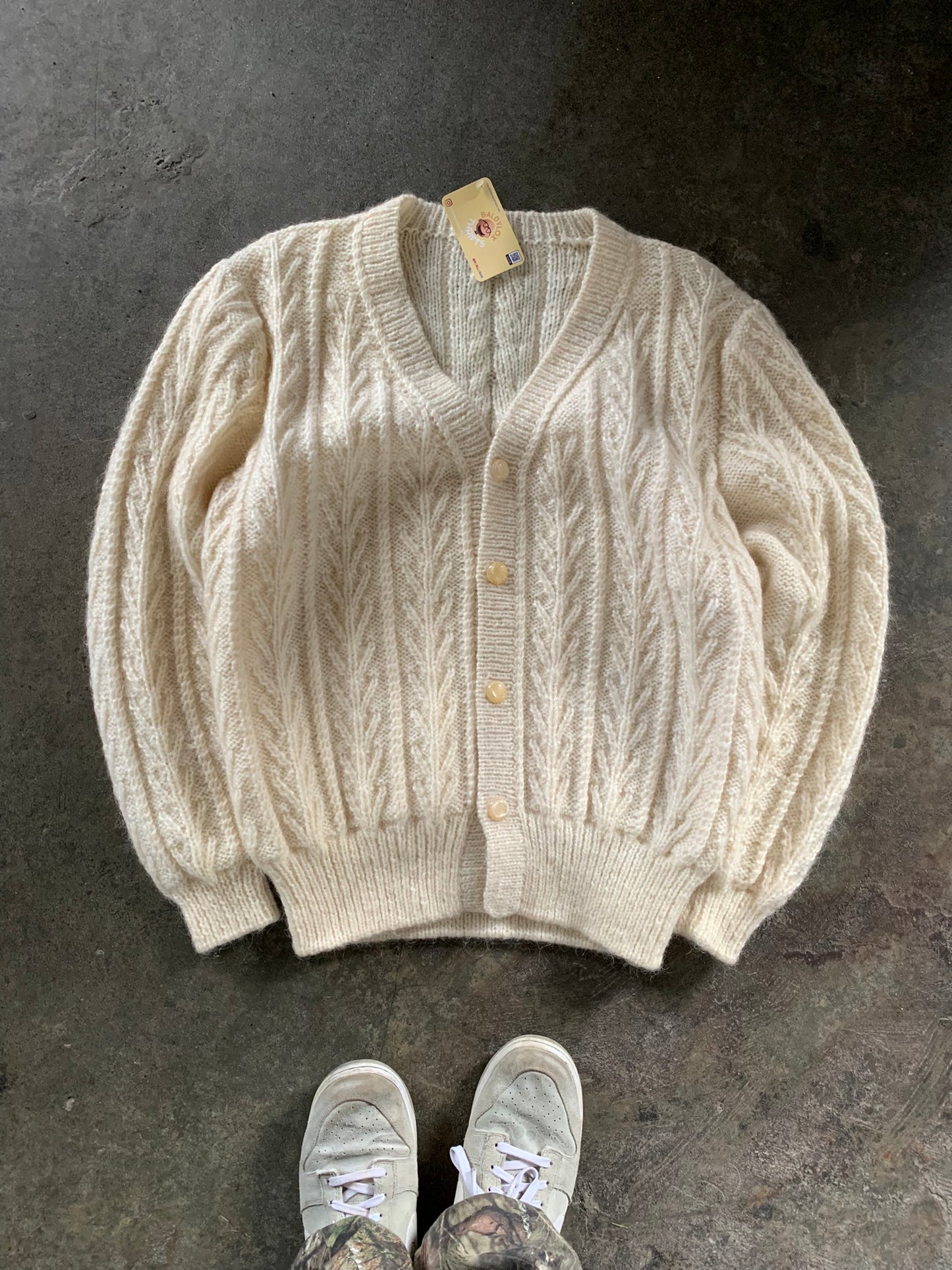 (M/L) Vintage Cream Cableknit Cardigan