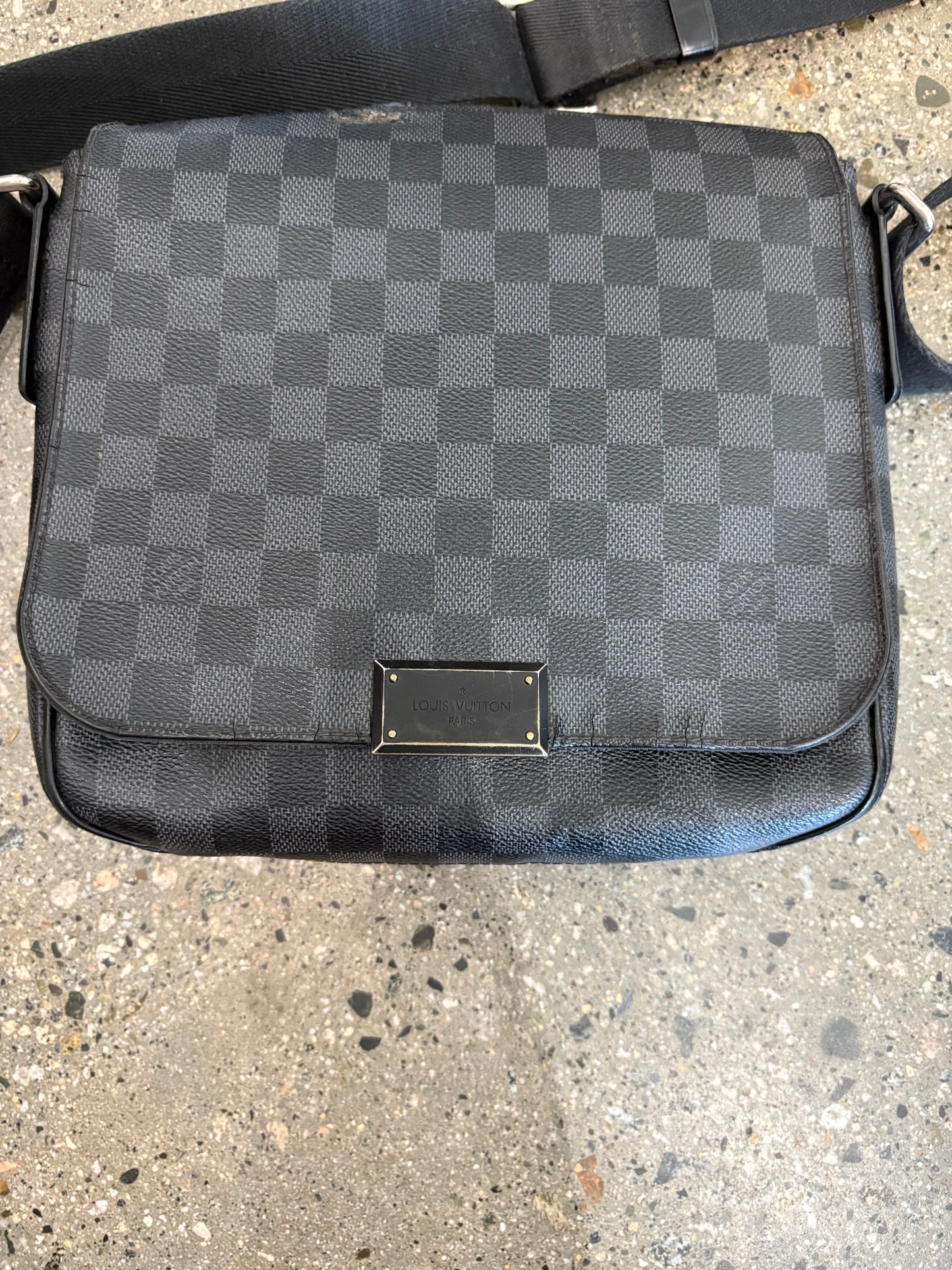 LV Graphite Damier District PM Side Body Bag