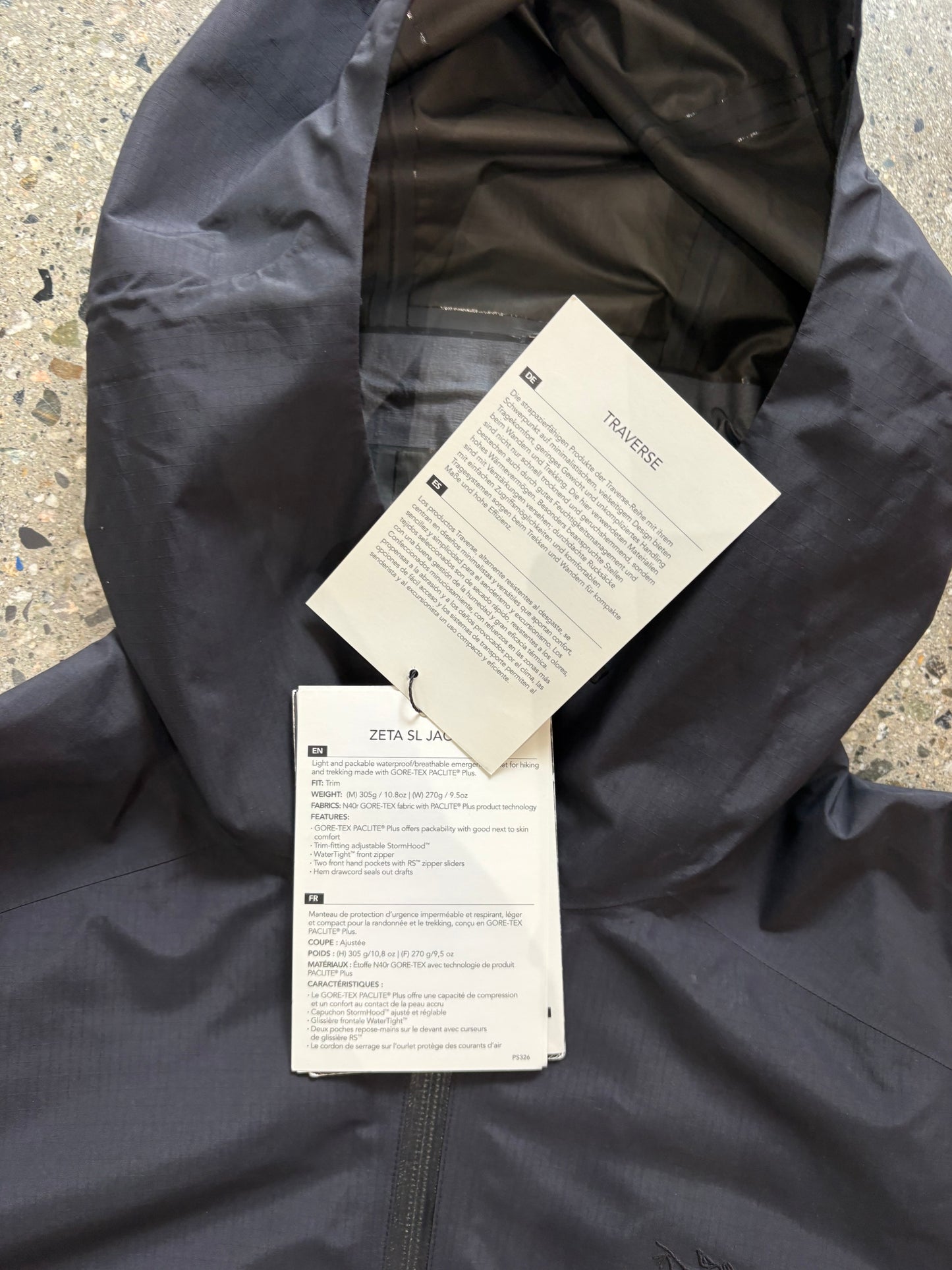 (L) Arcteryx Zeta ZL Goretex All Black Jacket